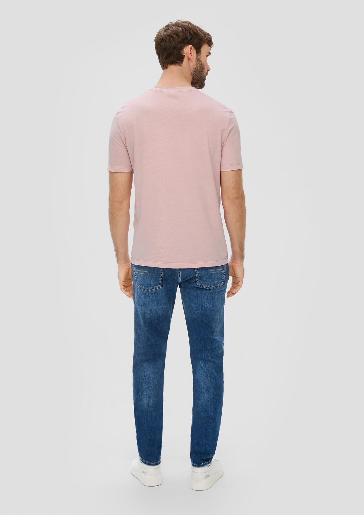 s.Oliver Garment-dyed T-shirt with a Henley neckline