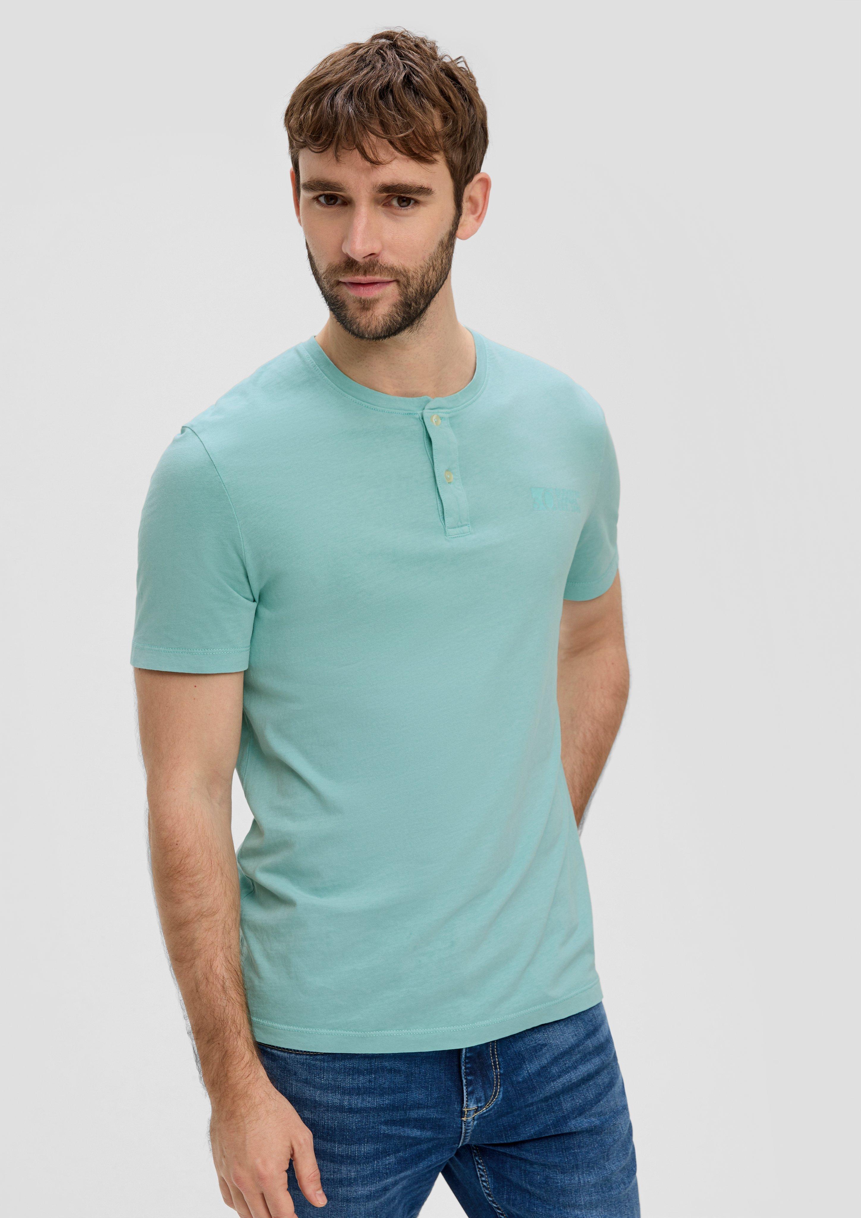 S.Oliver T-Shirt mit Garment Dye und Henley-Ausschnitt