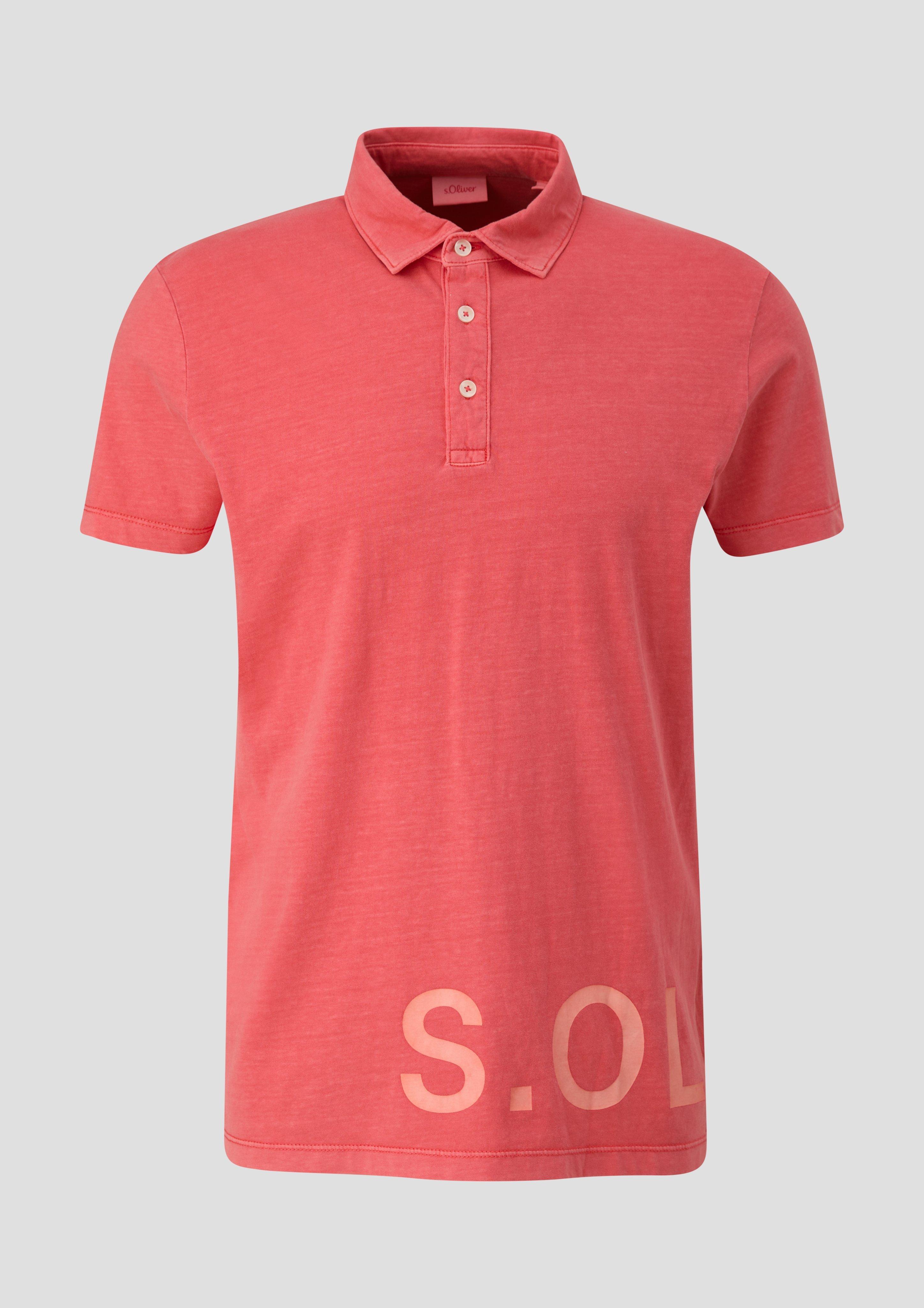 s.Oliver - Poloshirt mit Label-Print, Herren, Orange