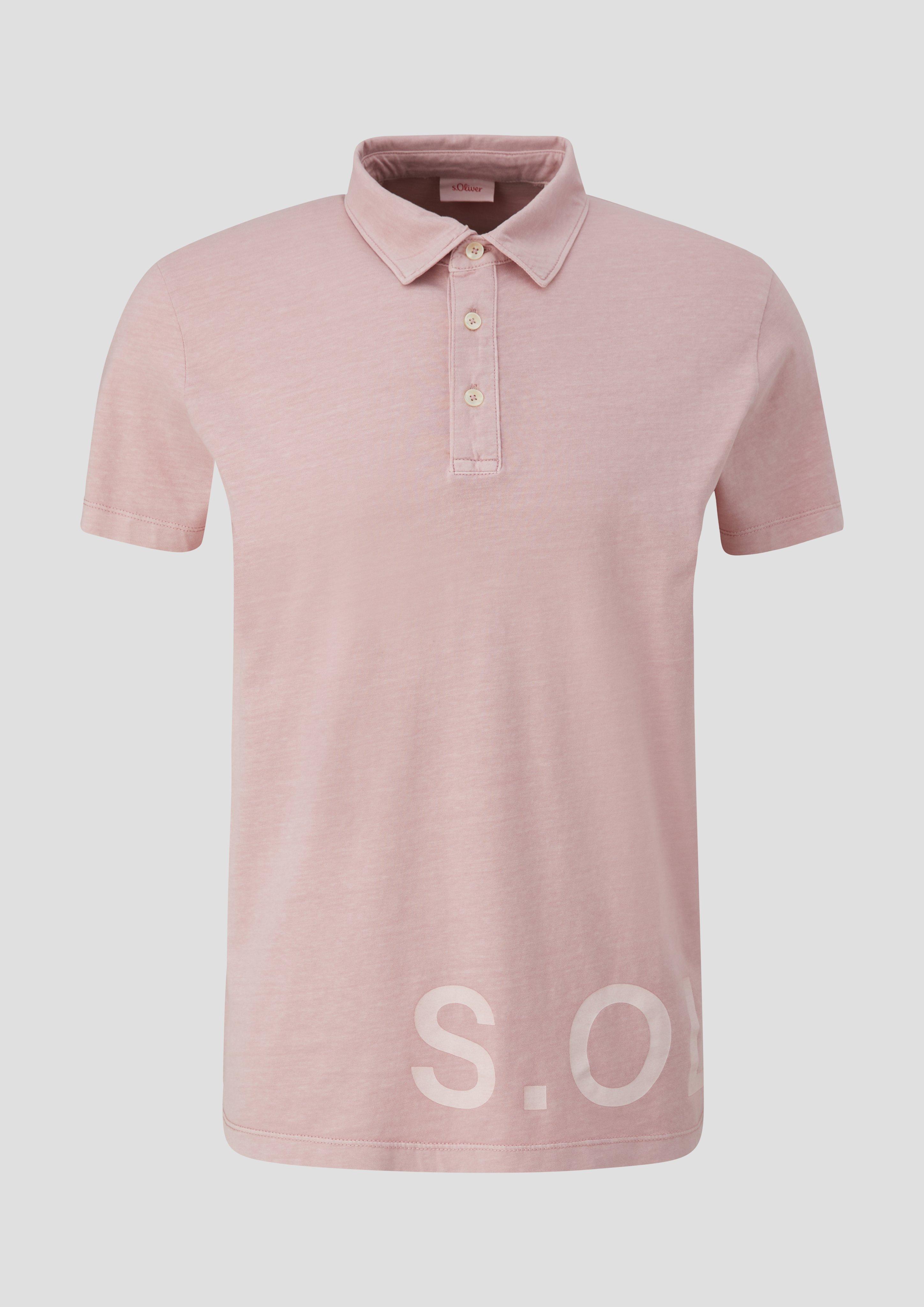 s.Oliver - Poloshirt mit Label-Print, Herren, Rosa