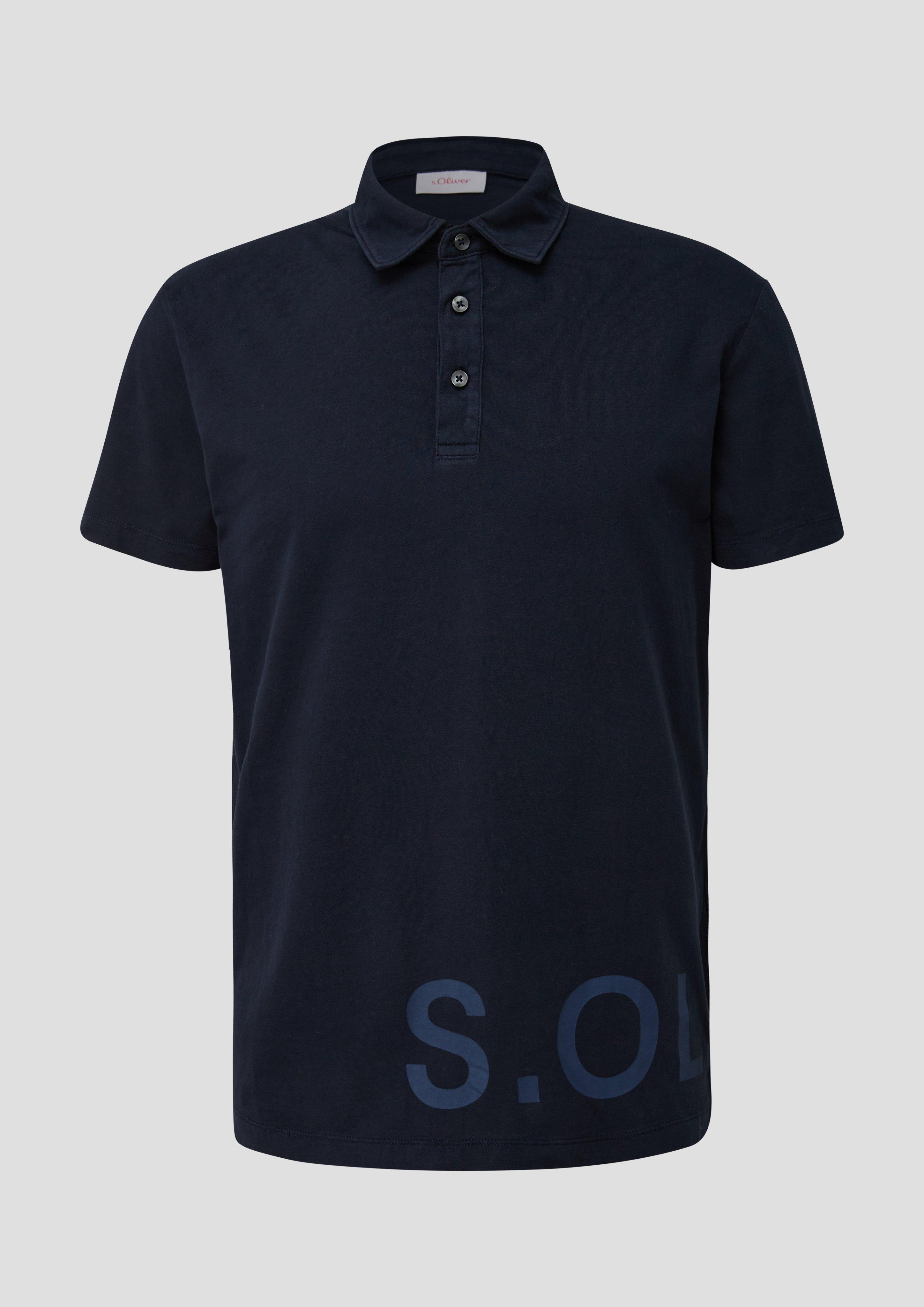 s.Oliver - Poloshirt mit Label-Print, Herren, blau