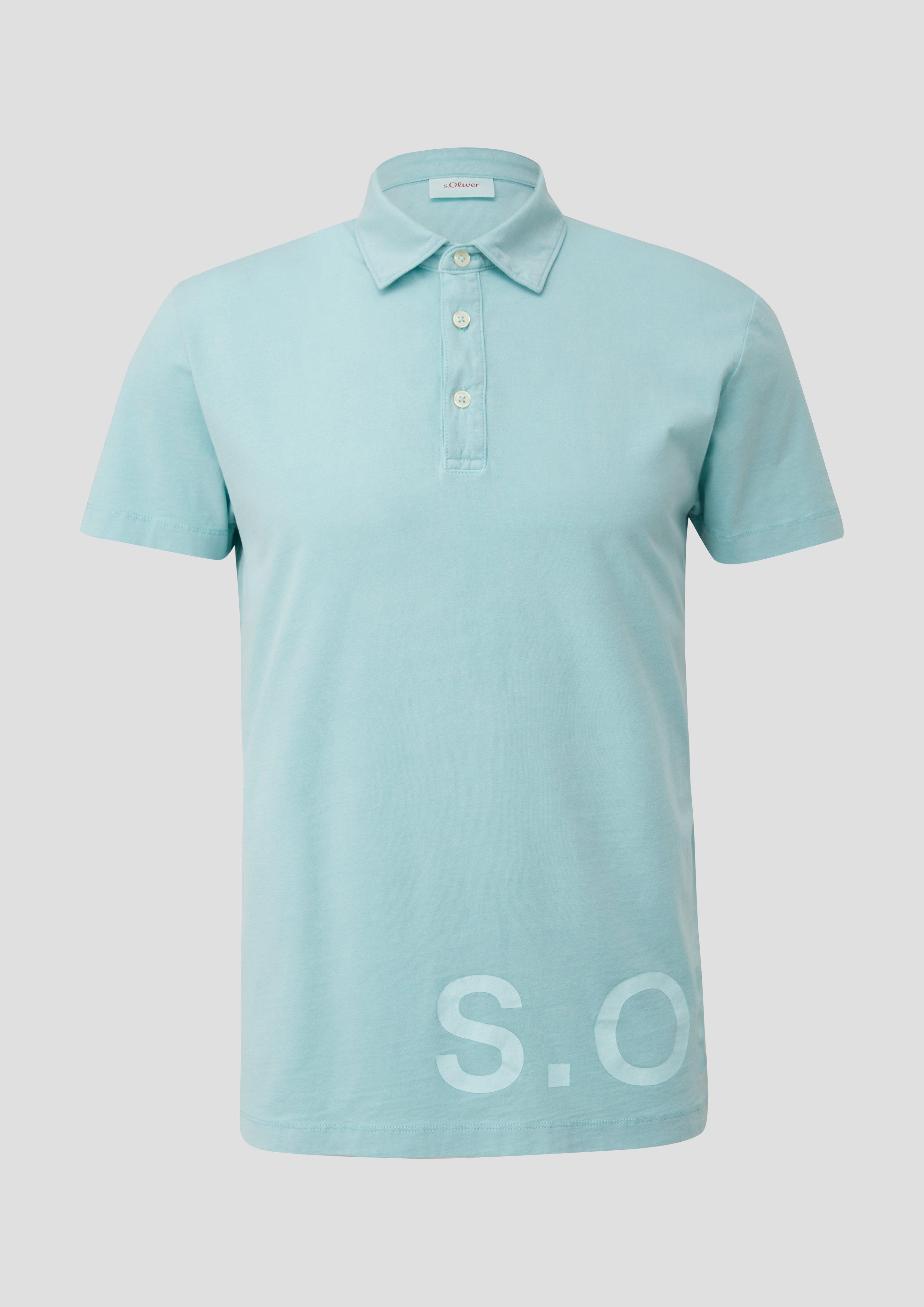 s.Oliver - Poloshirt mit Label-Print, Herren, blau