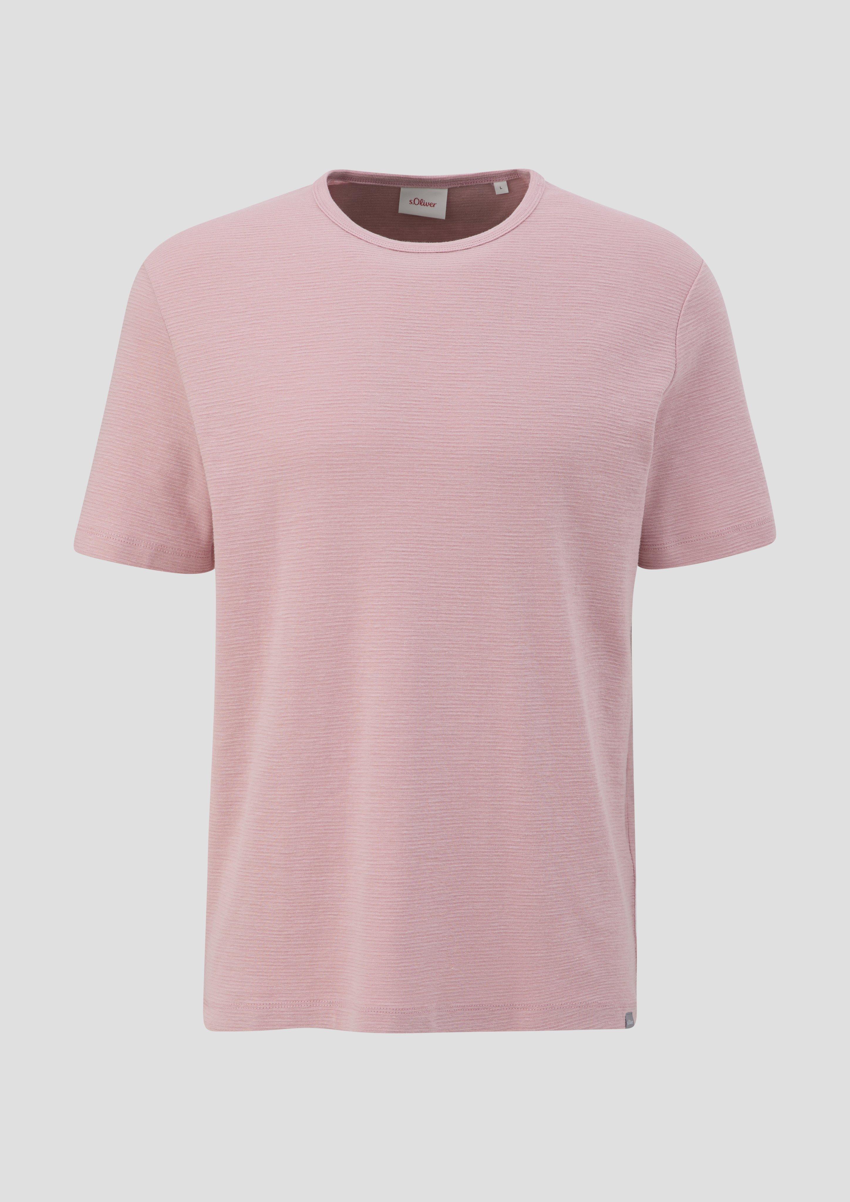 s.Oliver - T-Shirt mit Flammgarnstruktur, Herren, Rosa