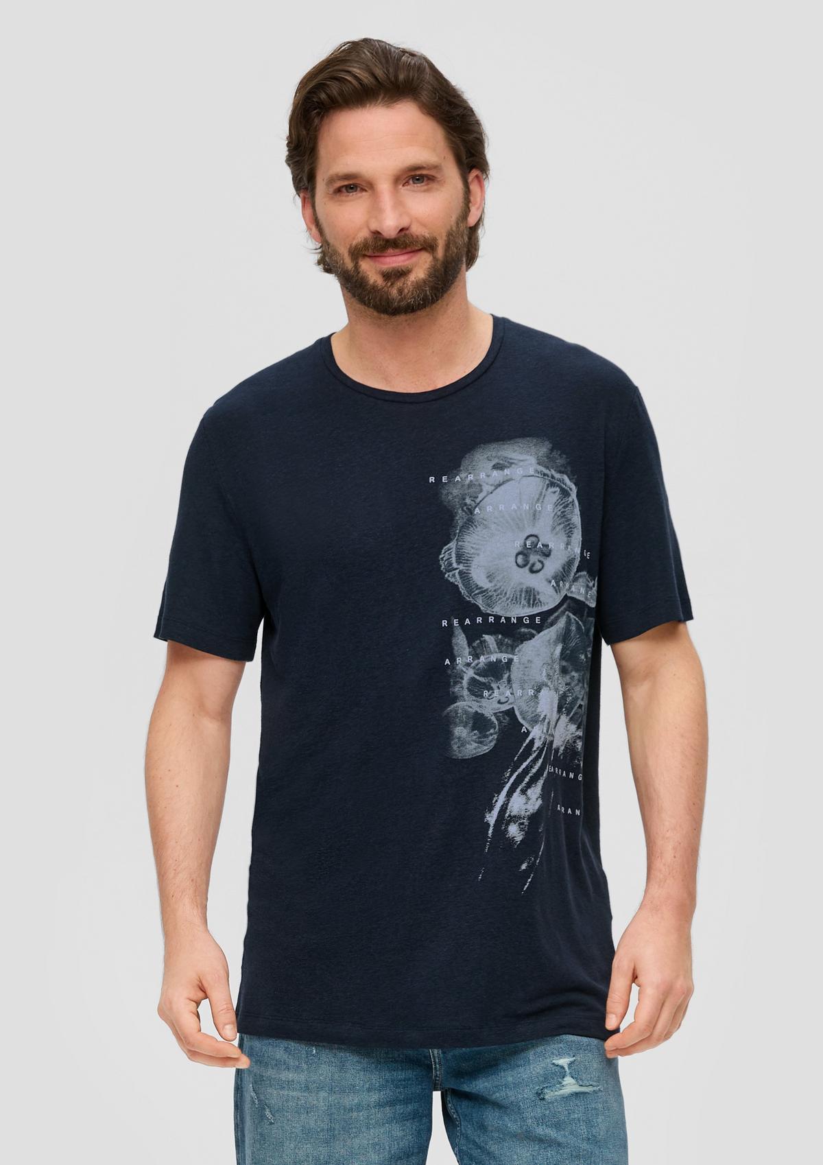 s.Oliver T-shirt en lin mélangé à motif artistique
