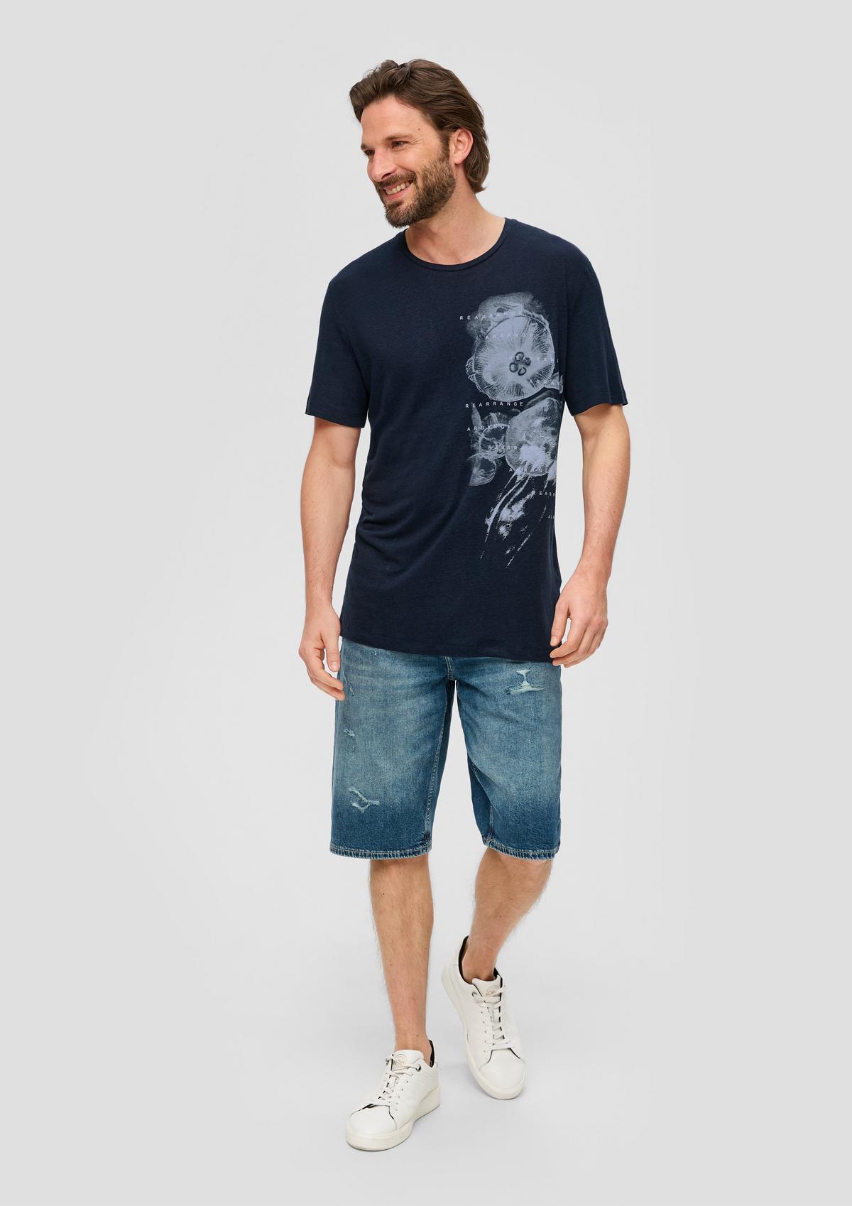 s.Oliver T-shirt en lin mélangé à motif artistique