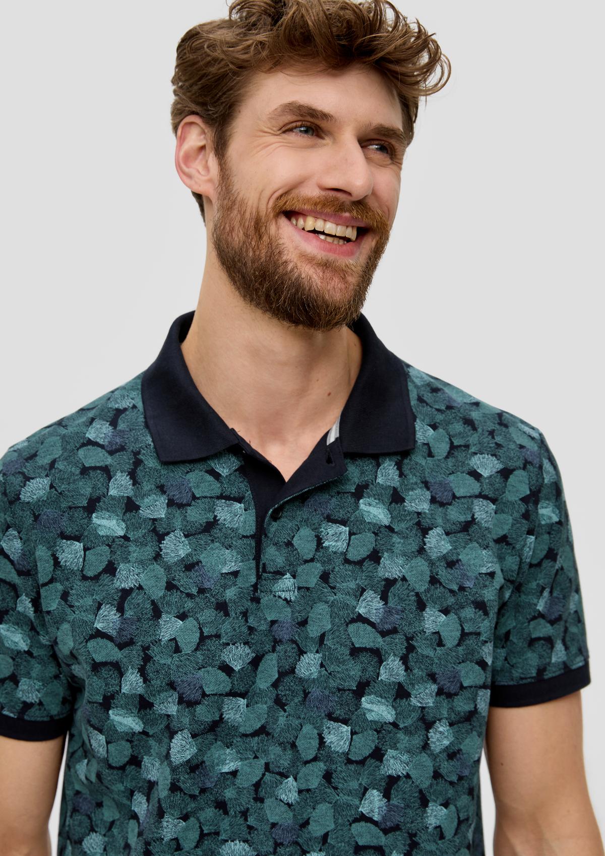 s.Oliver Patterned cotton polo shirt