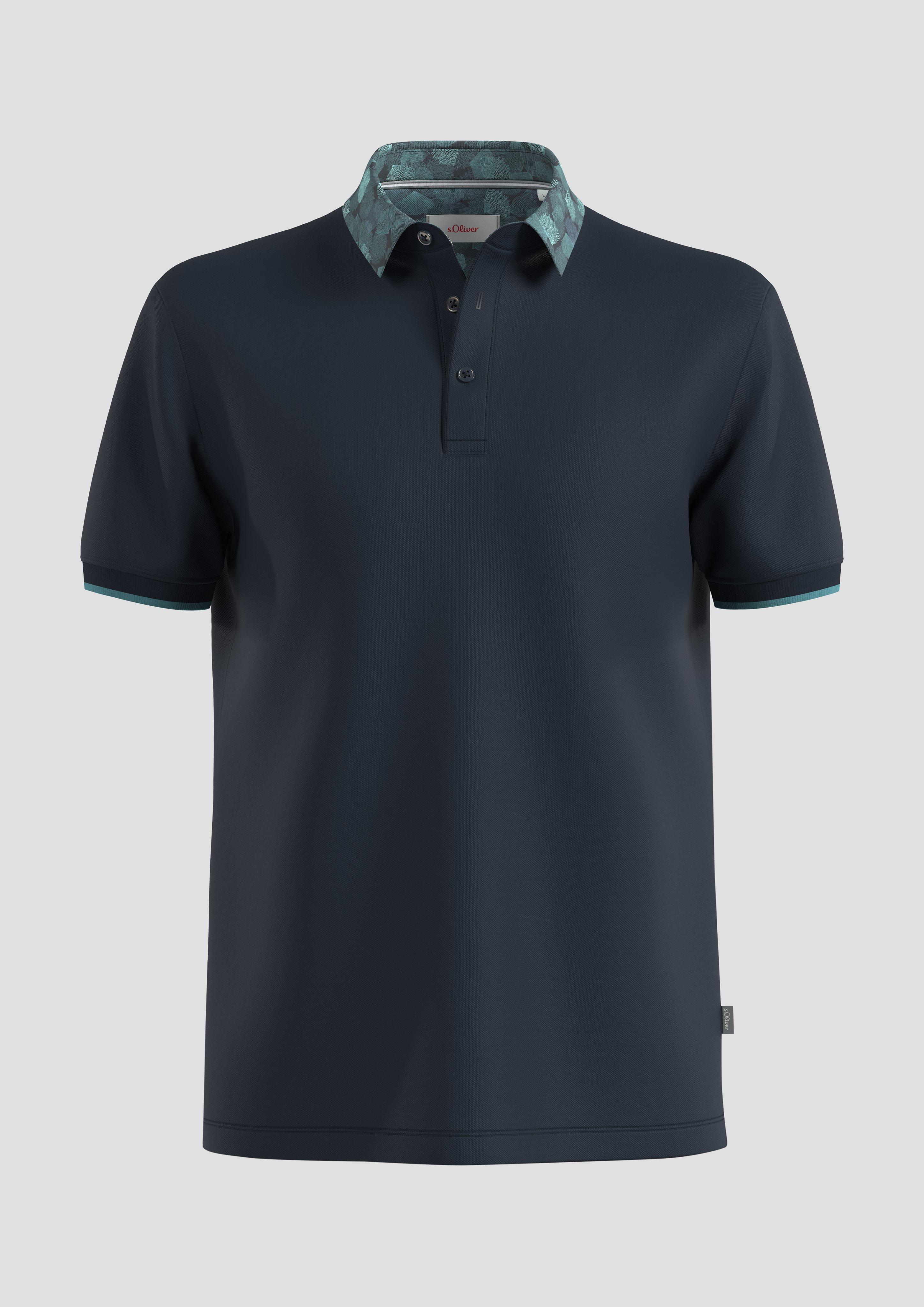 s.Oliver - Poloshirt mit bedrucktem Kragen, Herren, blau