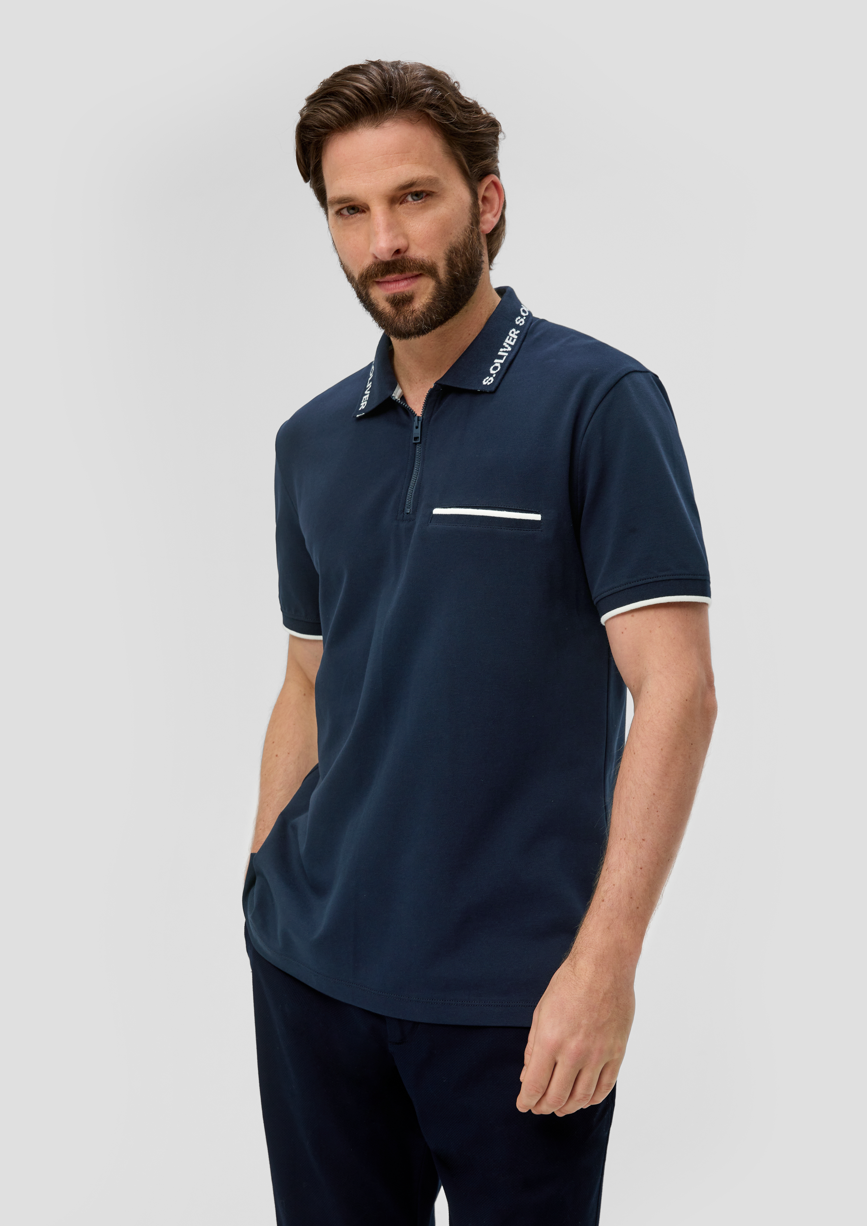 S.Oliver Poloshirt mit Logo-Kragen