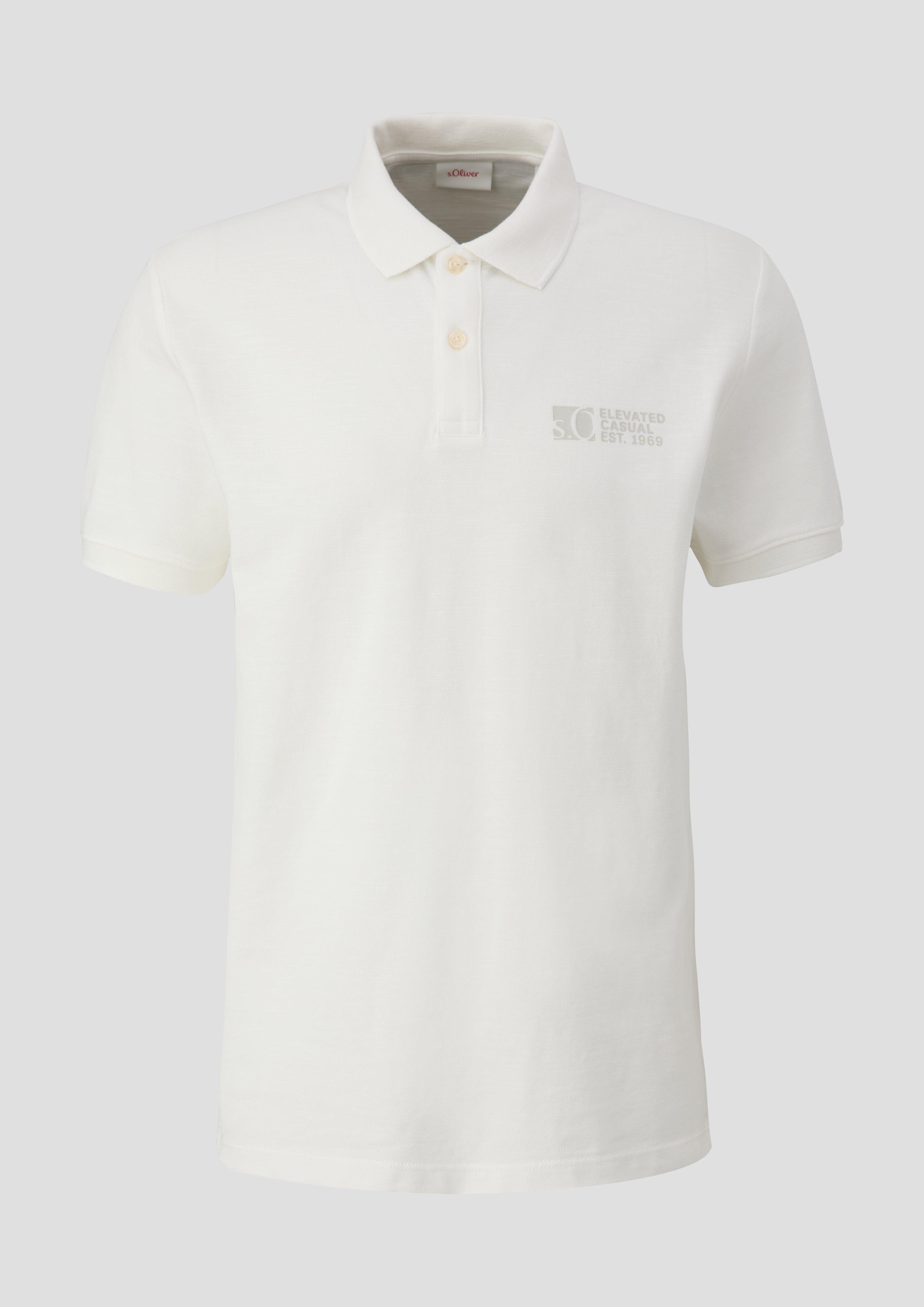 s.Oliver - Poloshirt mit Piquêstruktur und Logo-Print, Herren, weiß