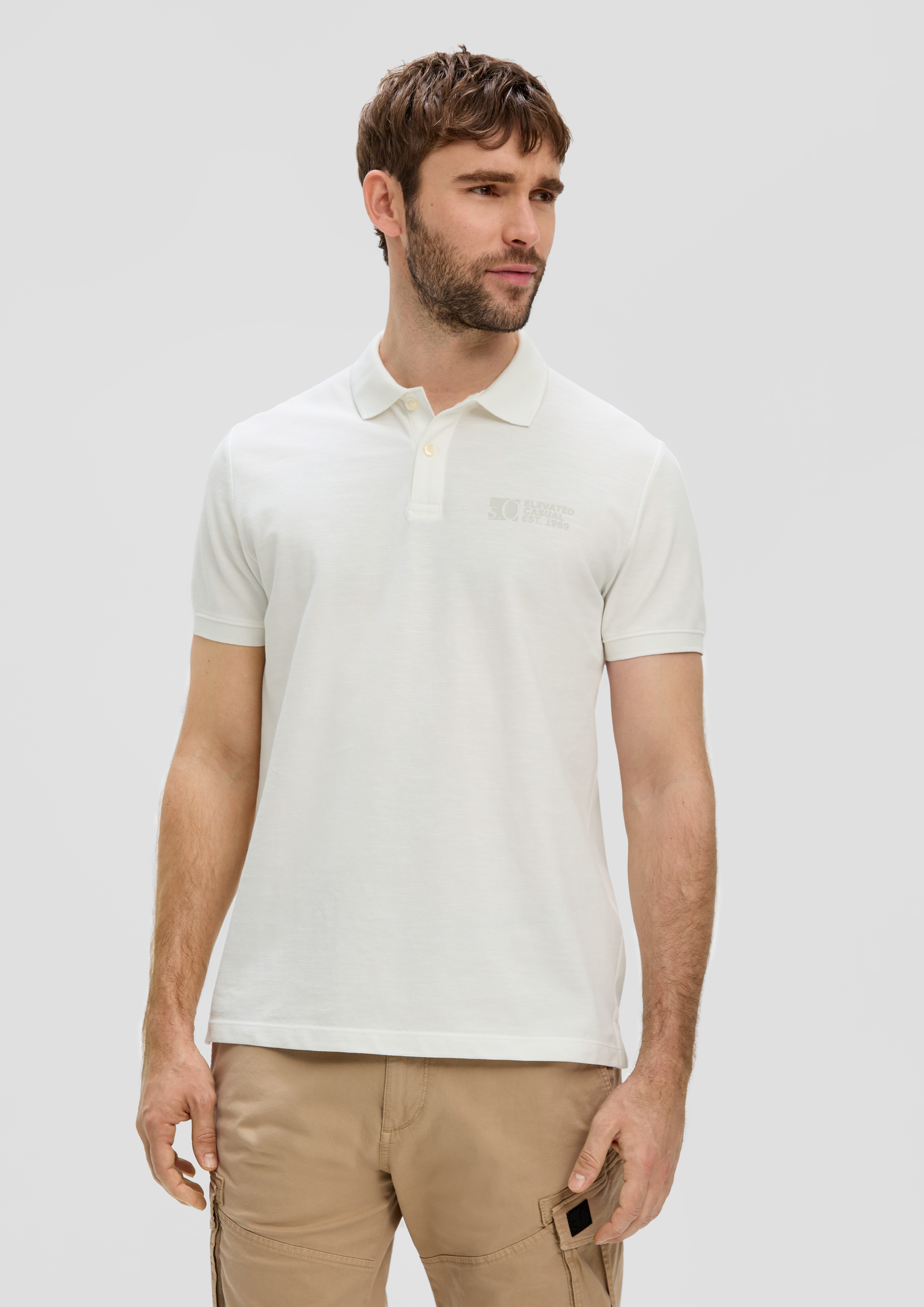 S.Oliver Poloshirt mit Piquêstruktur und Logo-Print