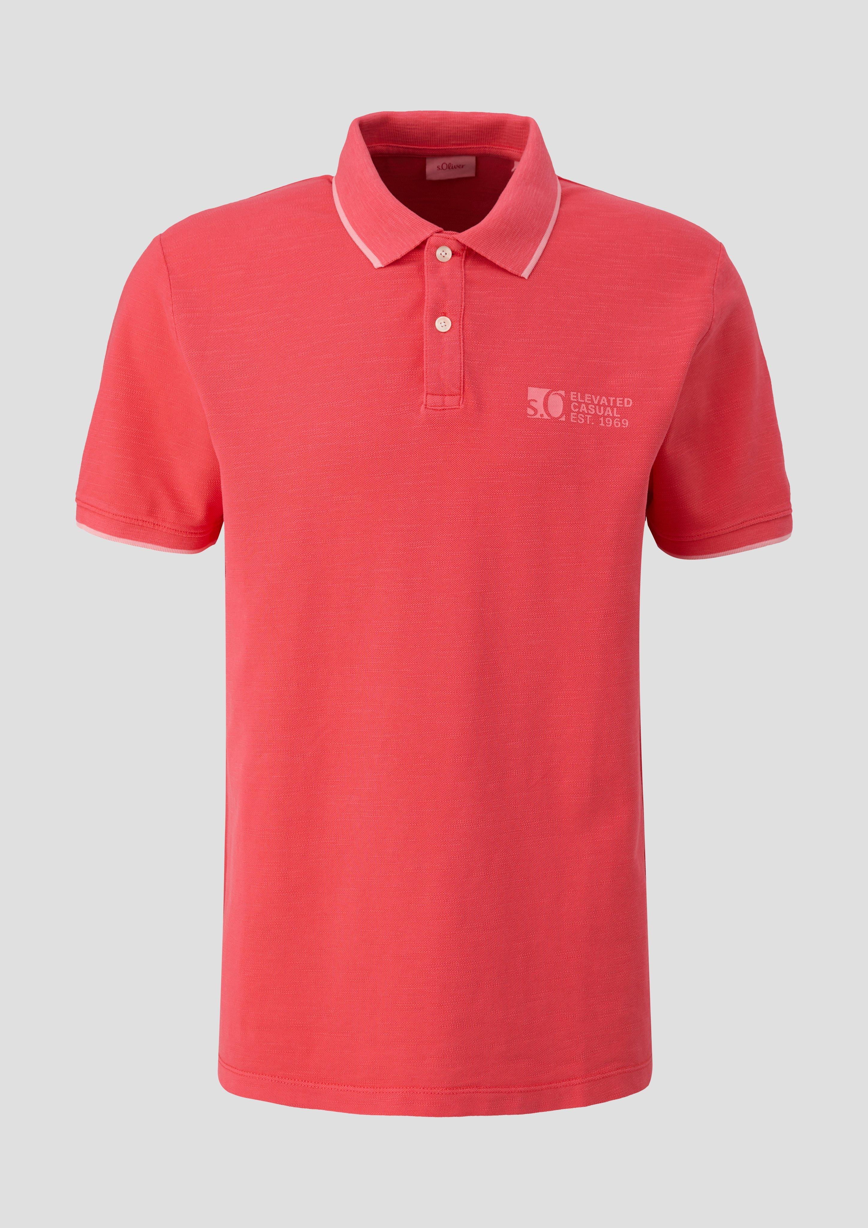 s.Oliver - Poloshirt mit Piquêstruktur und Logo-Print, Herren, Orange