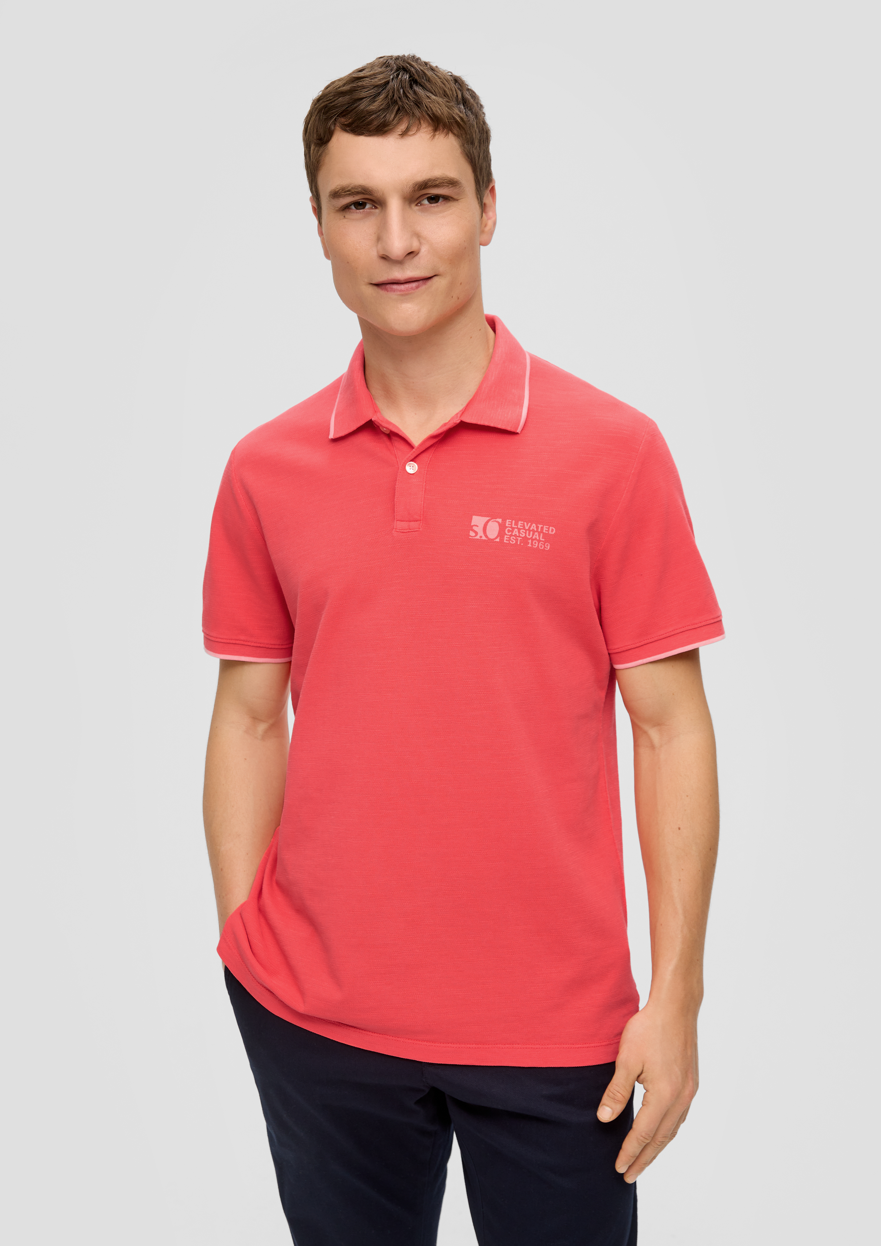 S.Oliver Poloshirt mit Piquêstruktur und Logo-Print