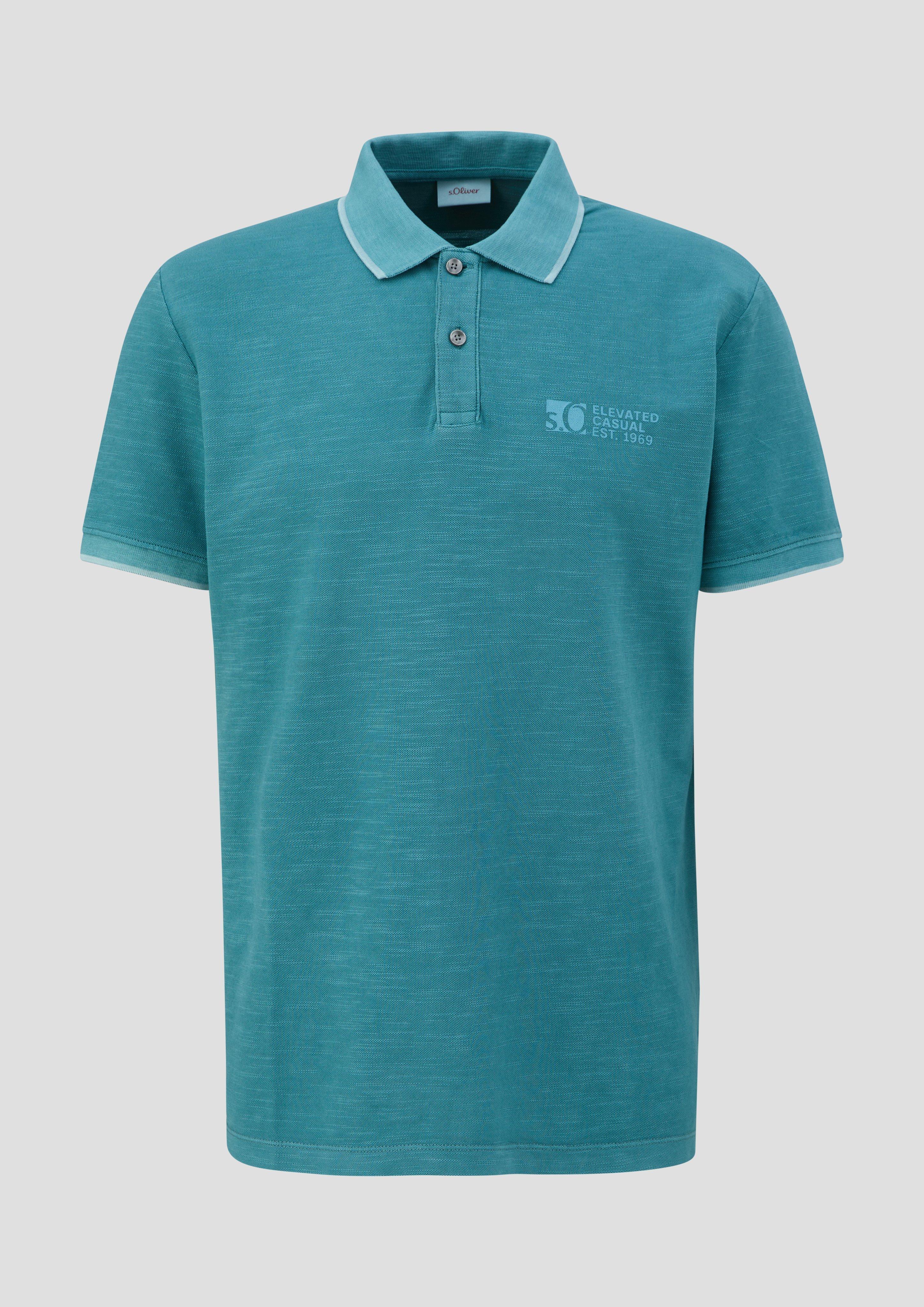 s.Oliver - Poloshirt mit Piquêstruktur und Logo-Print, Herren, Blau