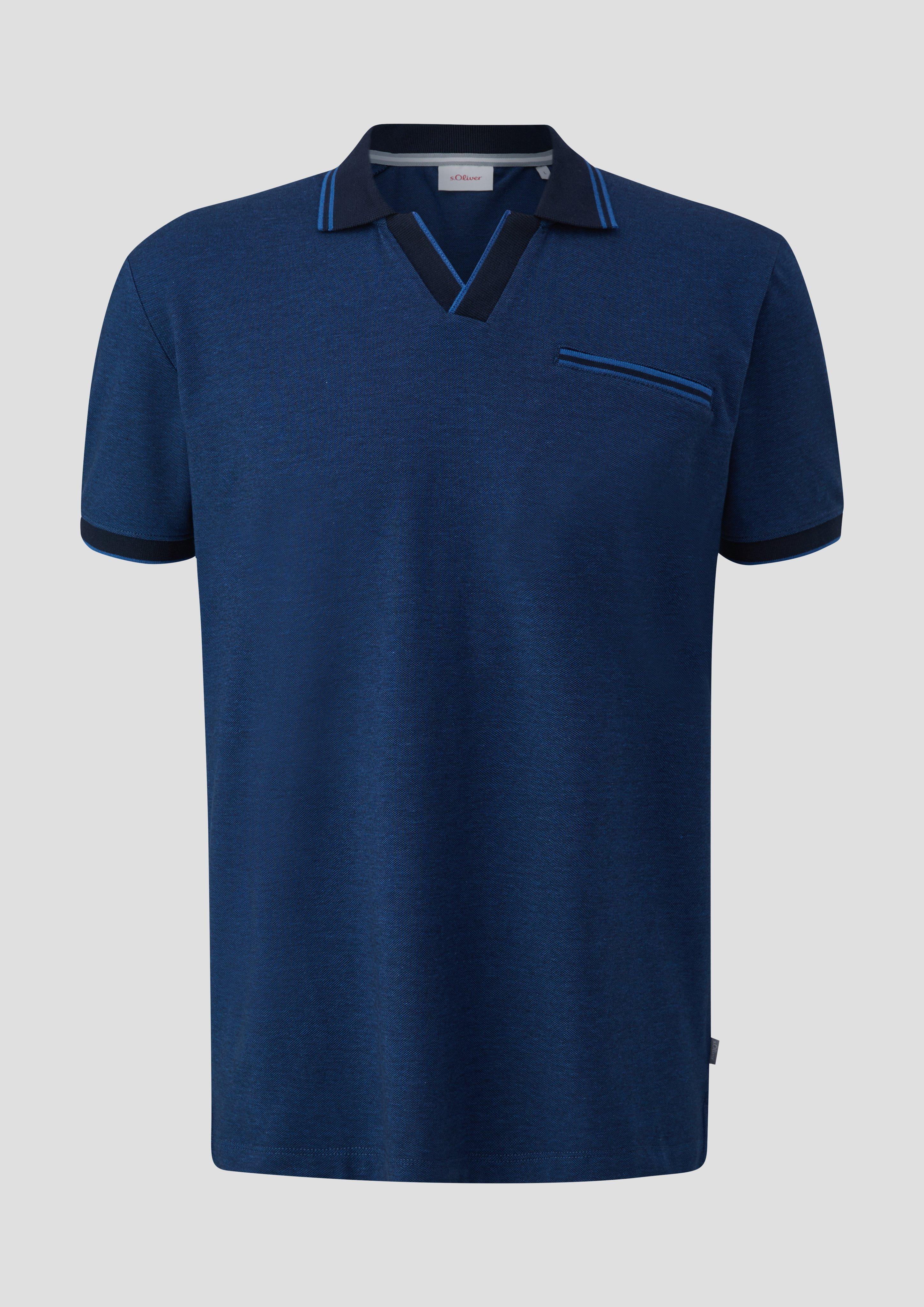 s.Oliver - Poloshirt in melierter Optik, Herren, blau