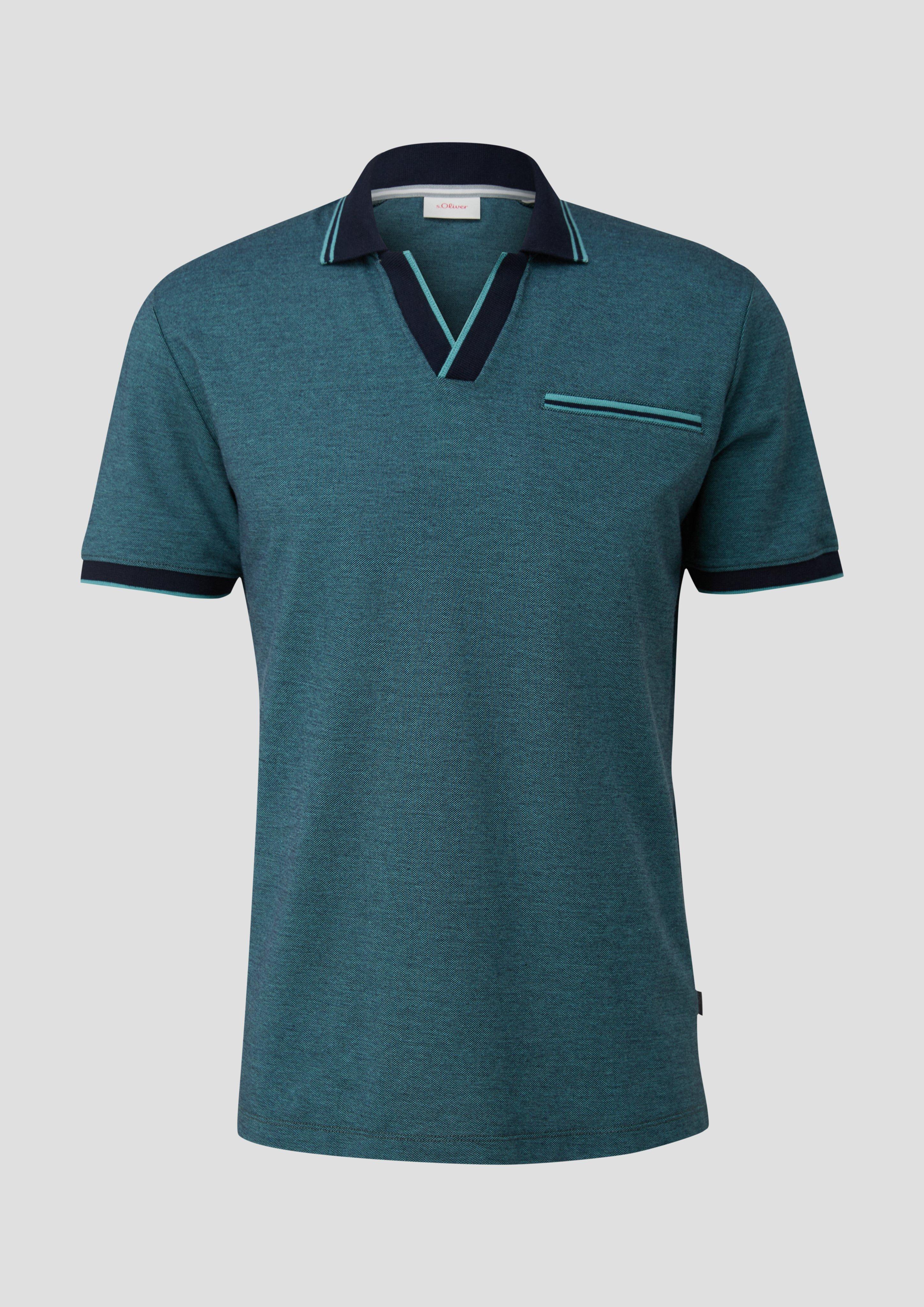 s.Oliver - Poloshirt in melierter Optik, Herren, blau