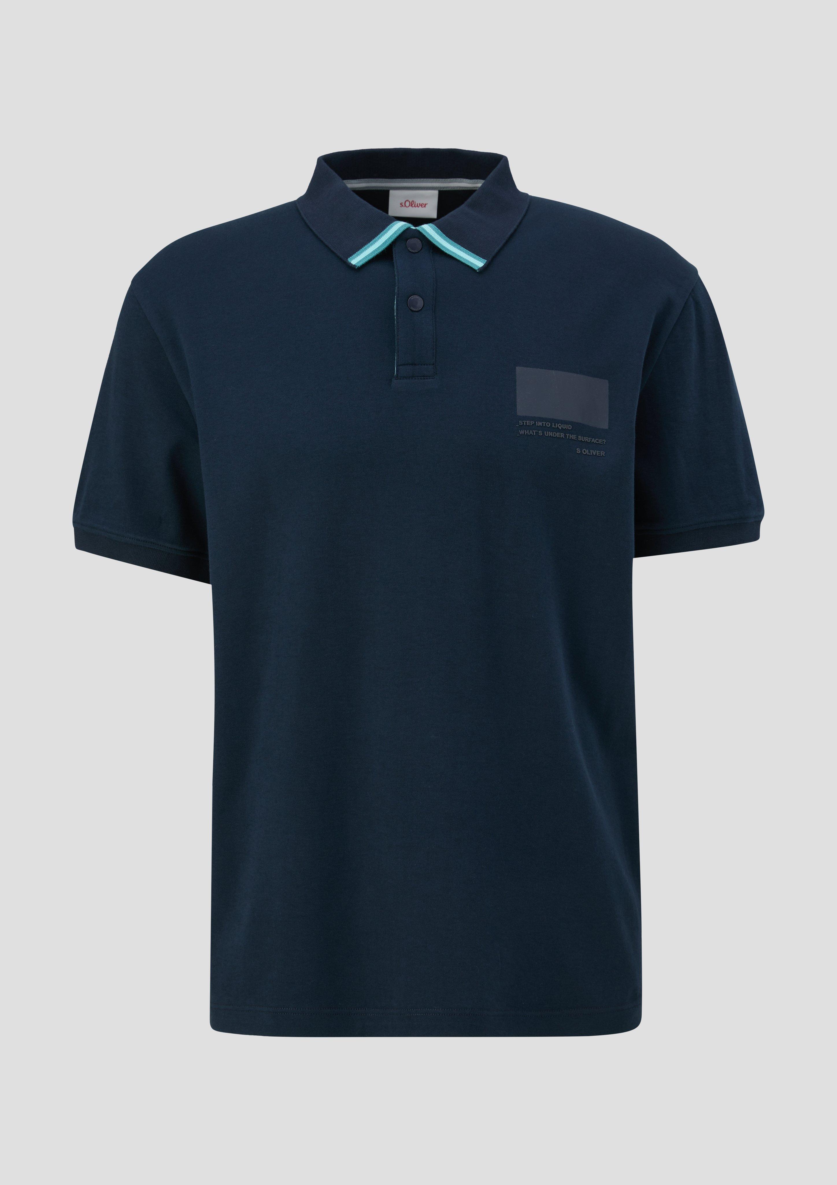 s.Oliver - Poloshirt mit Streifen-Detail, Herren, blau