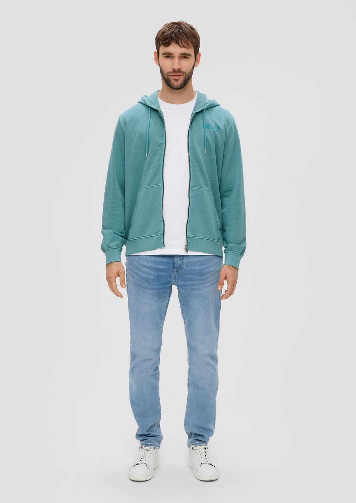 s.Oliver Garment-dyed sweatshirt jacket with a hood