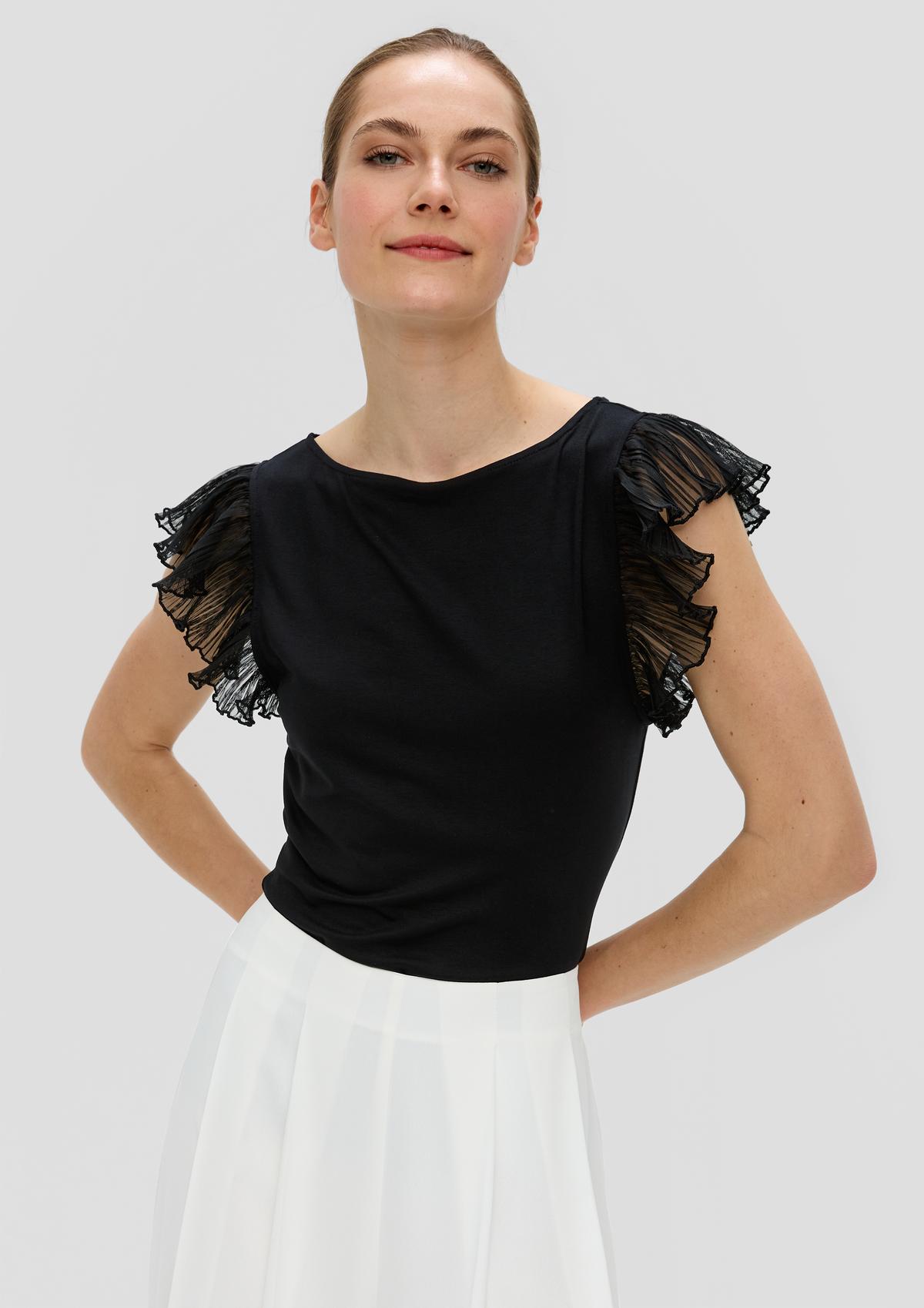 s.Oliver Top with short flounce sleeves