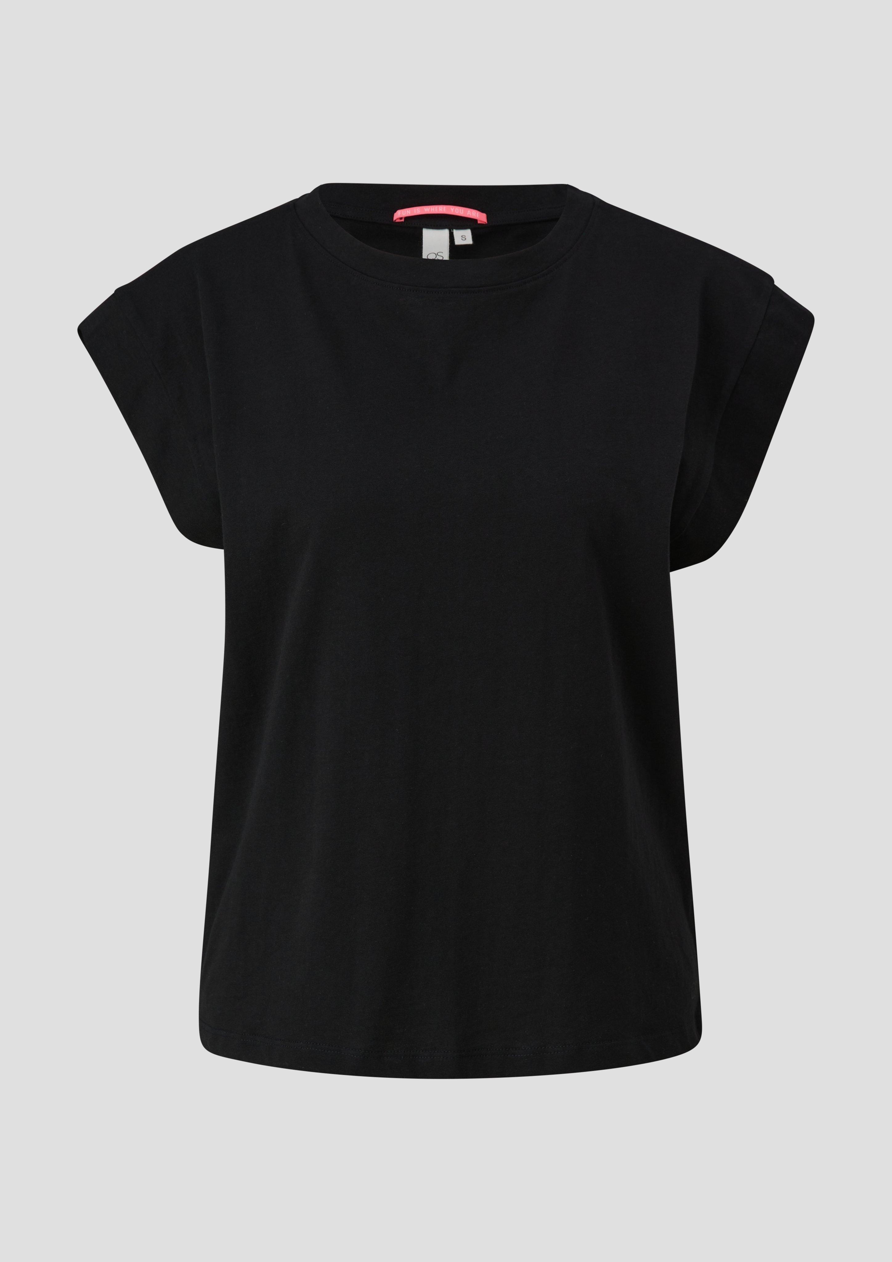 QS - T-Shirt mit Kappärmeln, Damen, schwarz