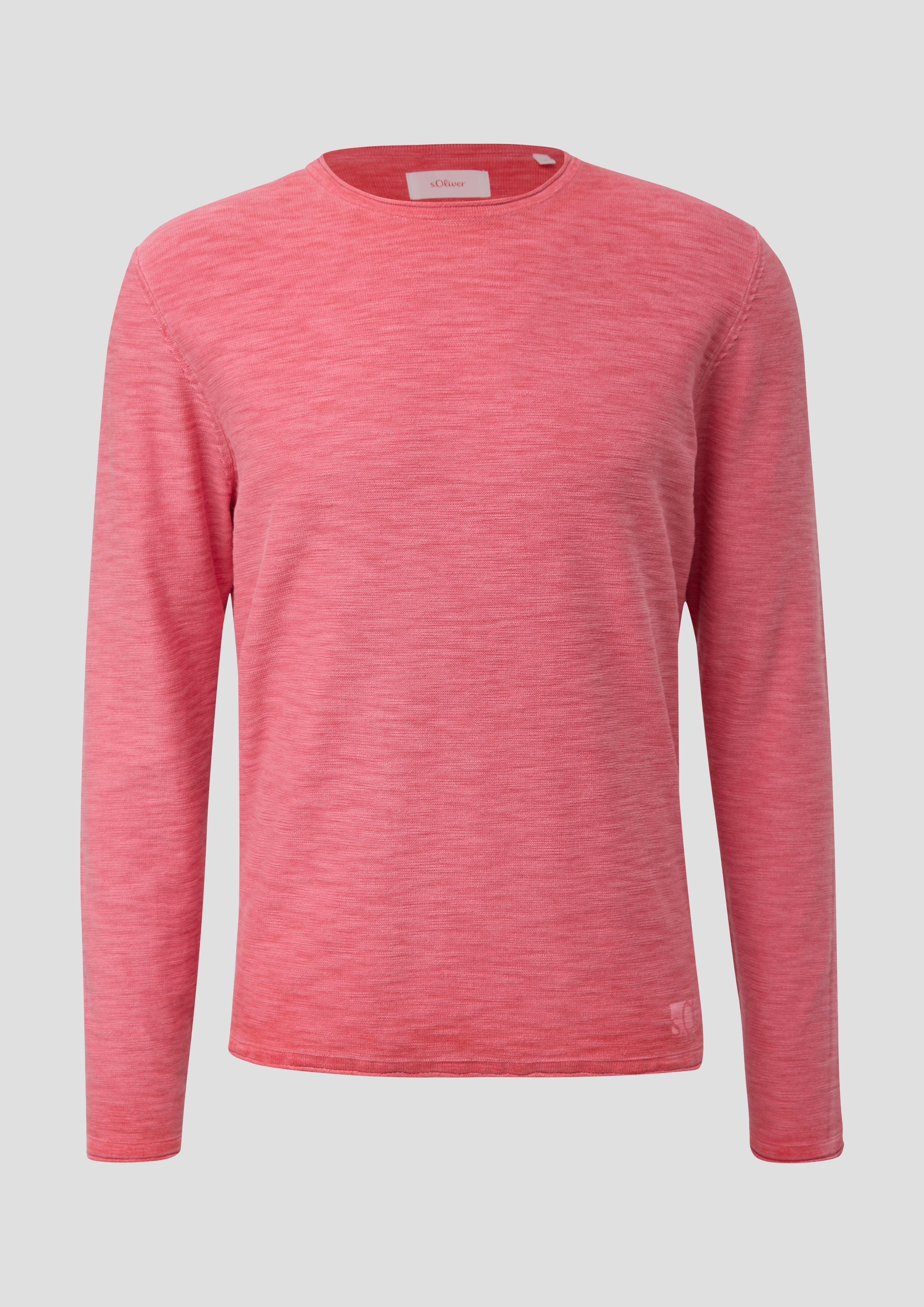 s.Oliver - Strickpullover mit Rollsaum, Herren, Rosa