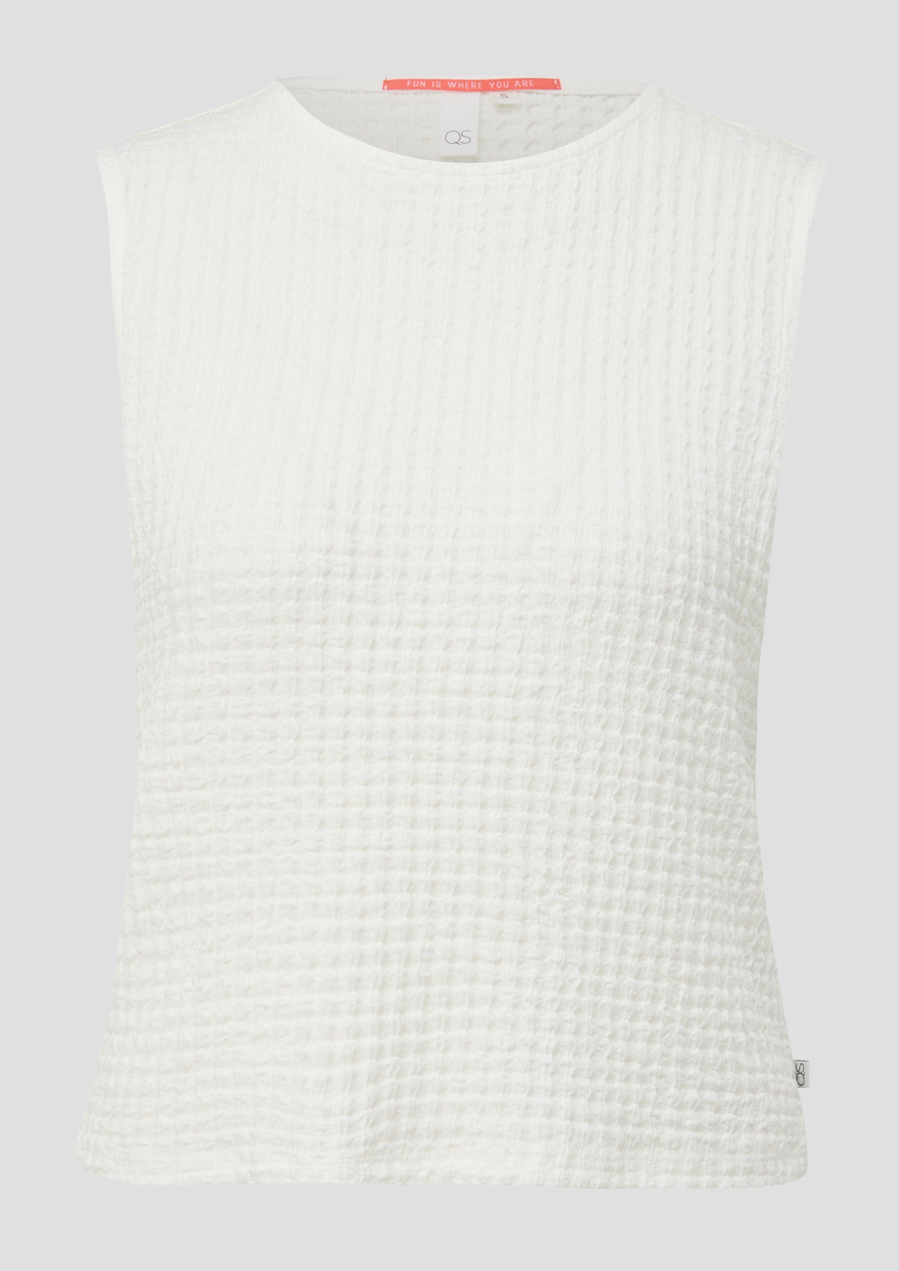 QS - Ärmelloses Top aus Jacquard, Damen, creme