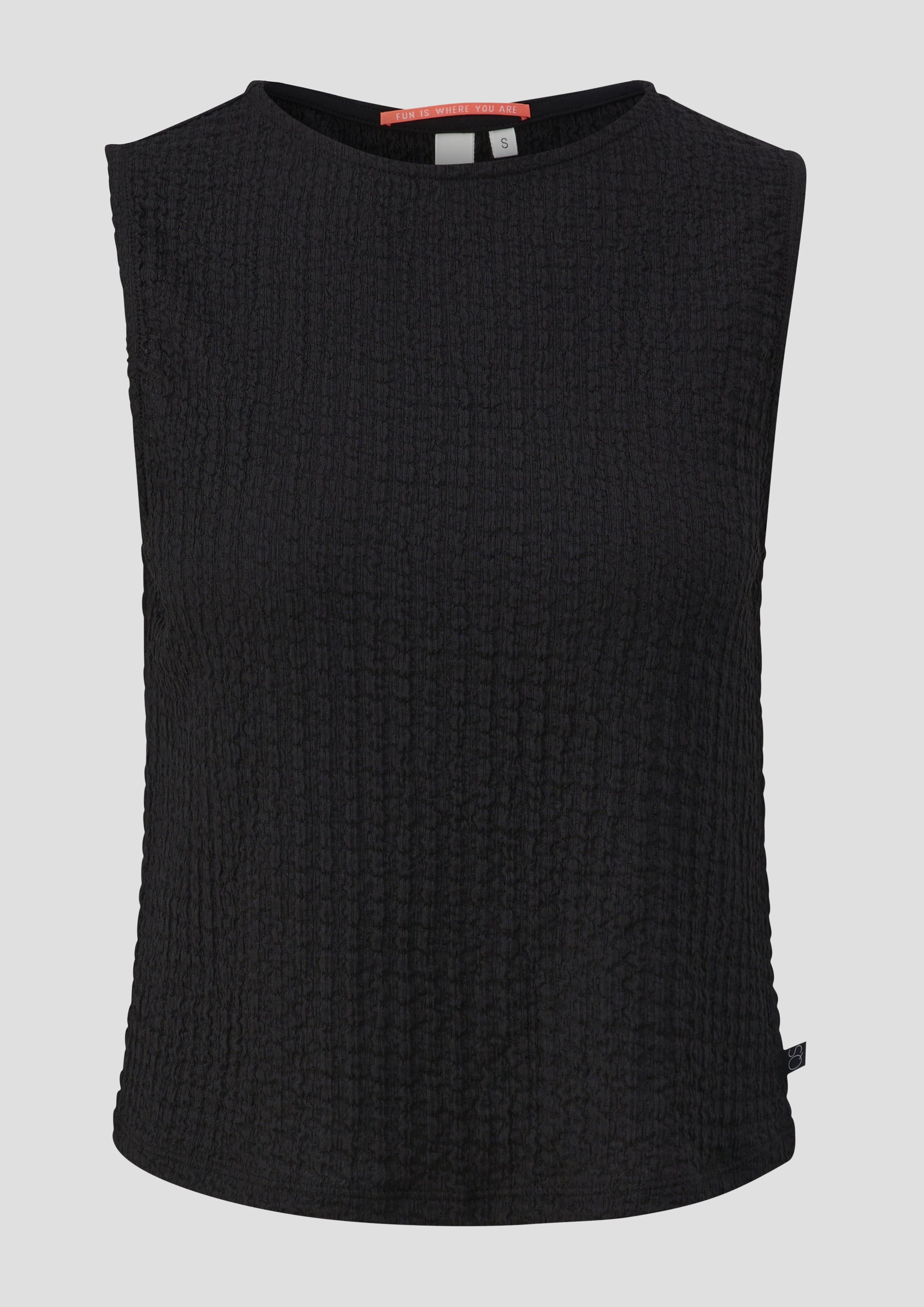 QS - Ärmelloses Top aus Jacquard, Damen, schwarz