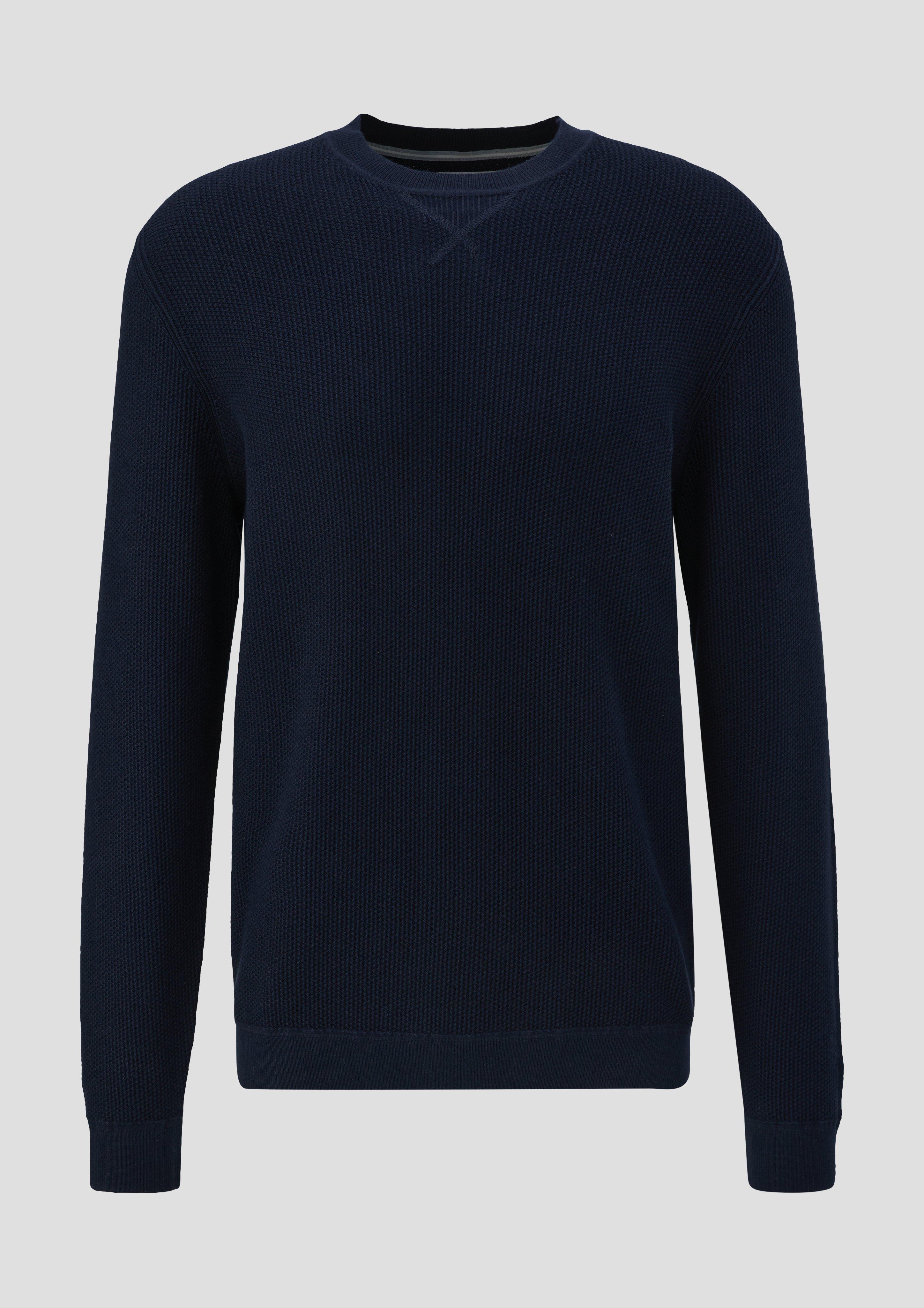 s.Oliver - Strickpullover mit Rippelementen, Herren, blau