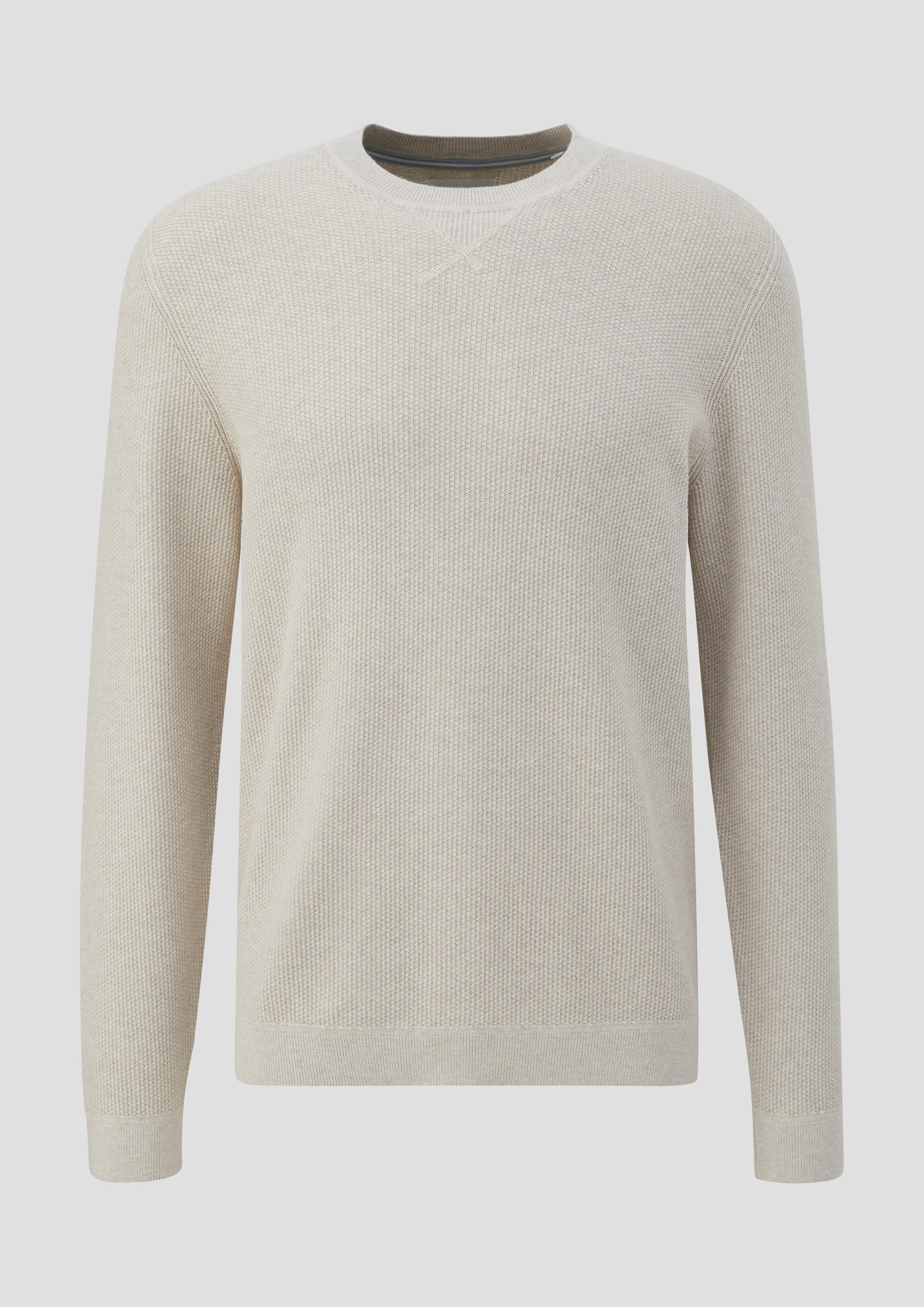 s.Oliver - Strickpullover mit Rippelementen, Herren, Beige