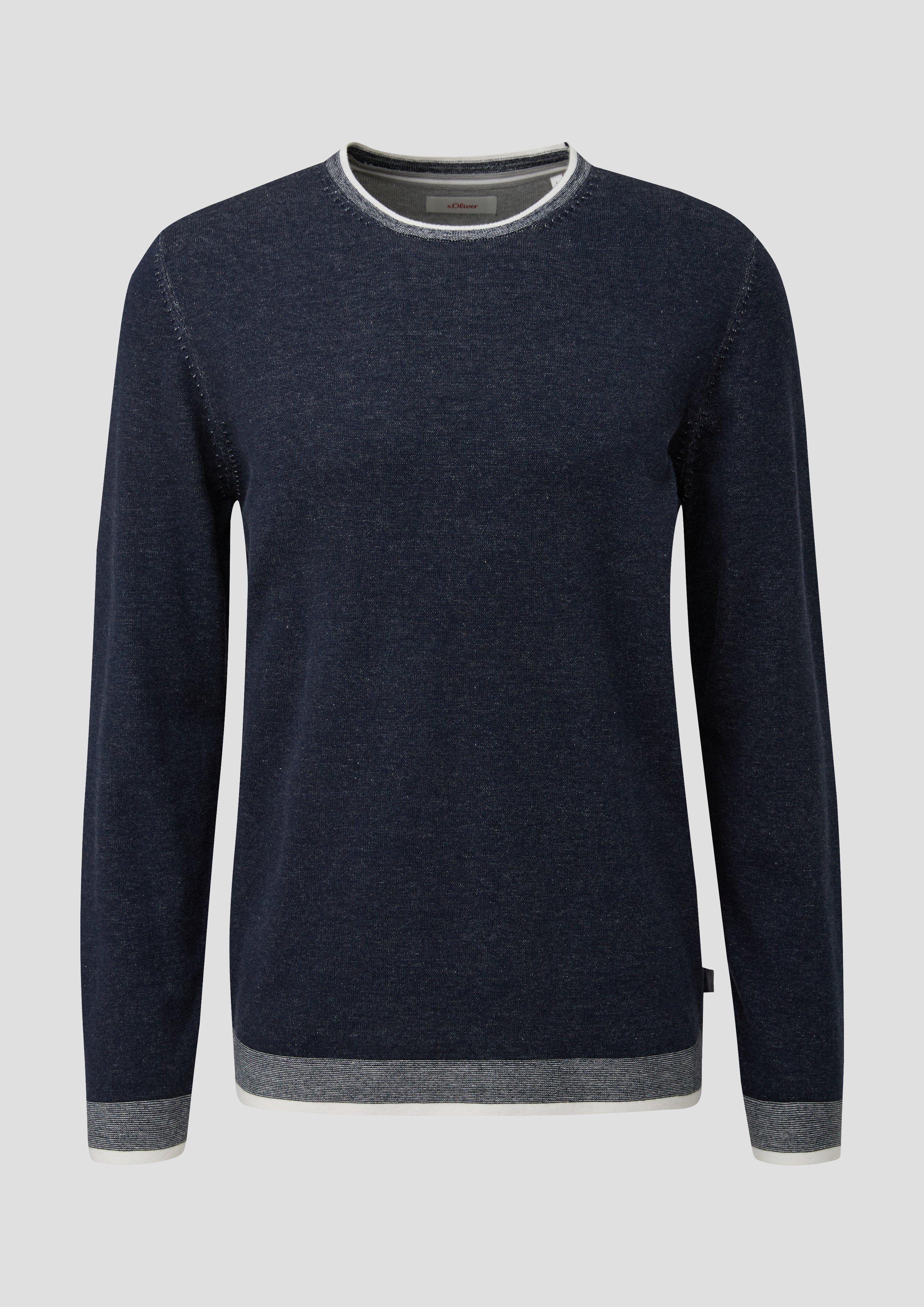 s.Oliver - Strickpullover in melierter Optik, Herren, blau