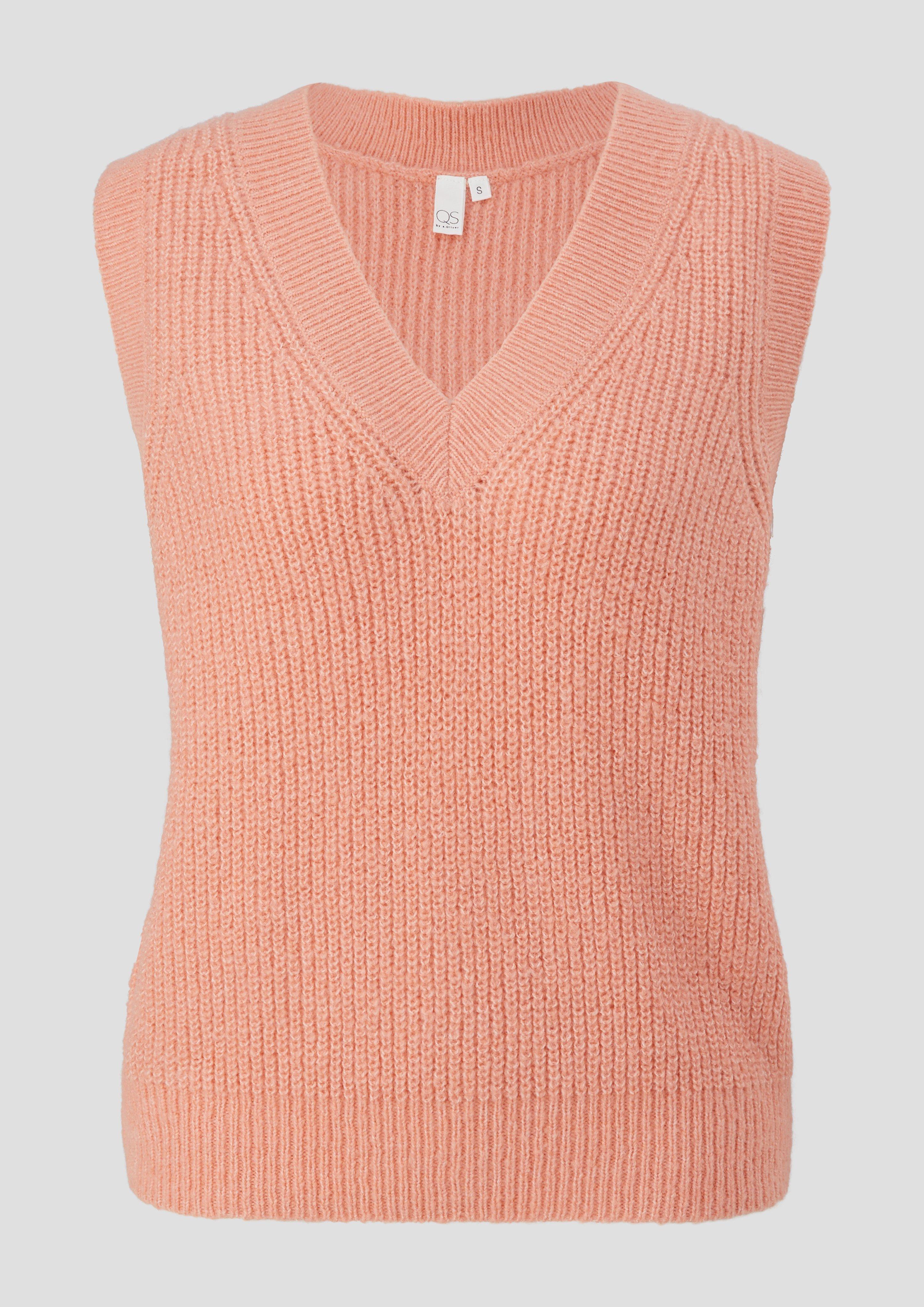 QS - Strickpullunder mit V-Neck, Damen, Orange