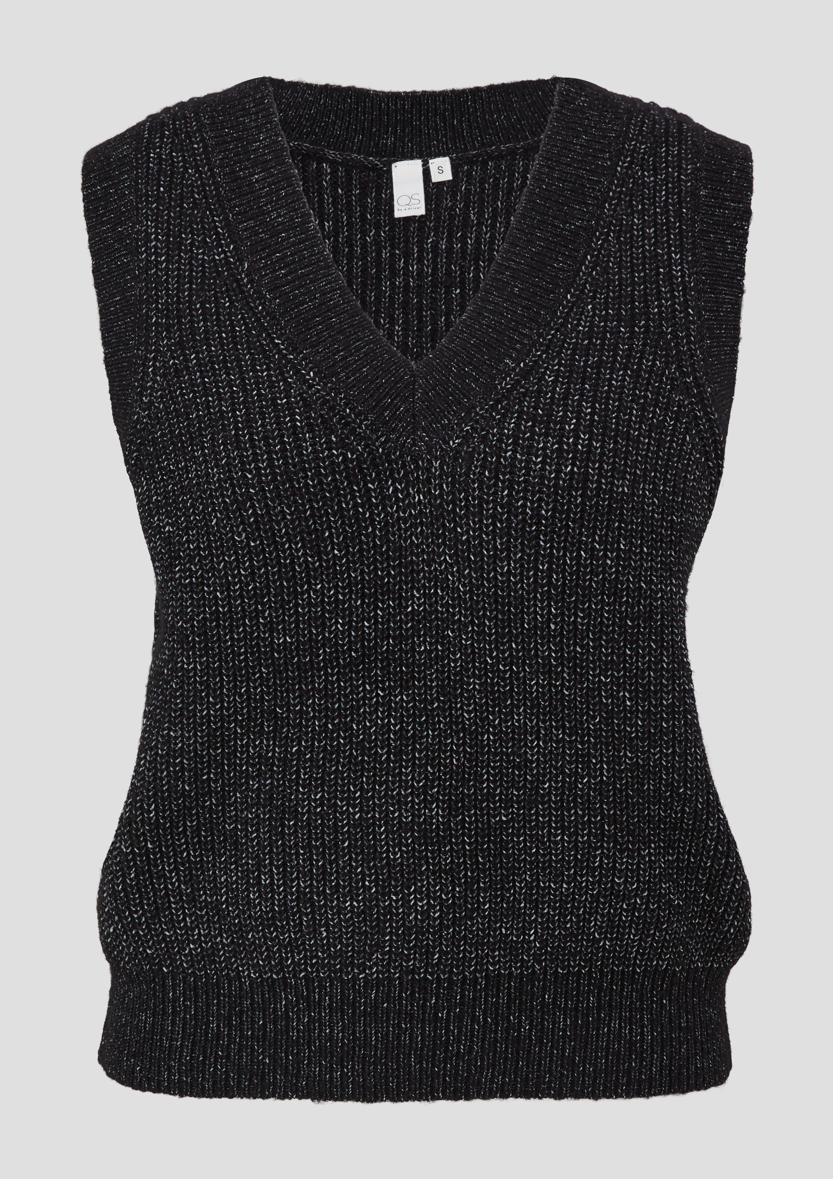 QS - Strickpullunder mit V-Neck, Damen, schwarz