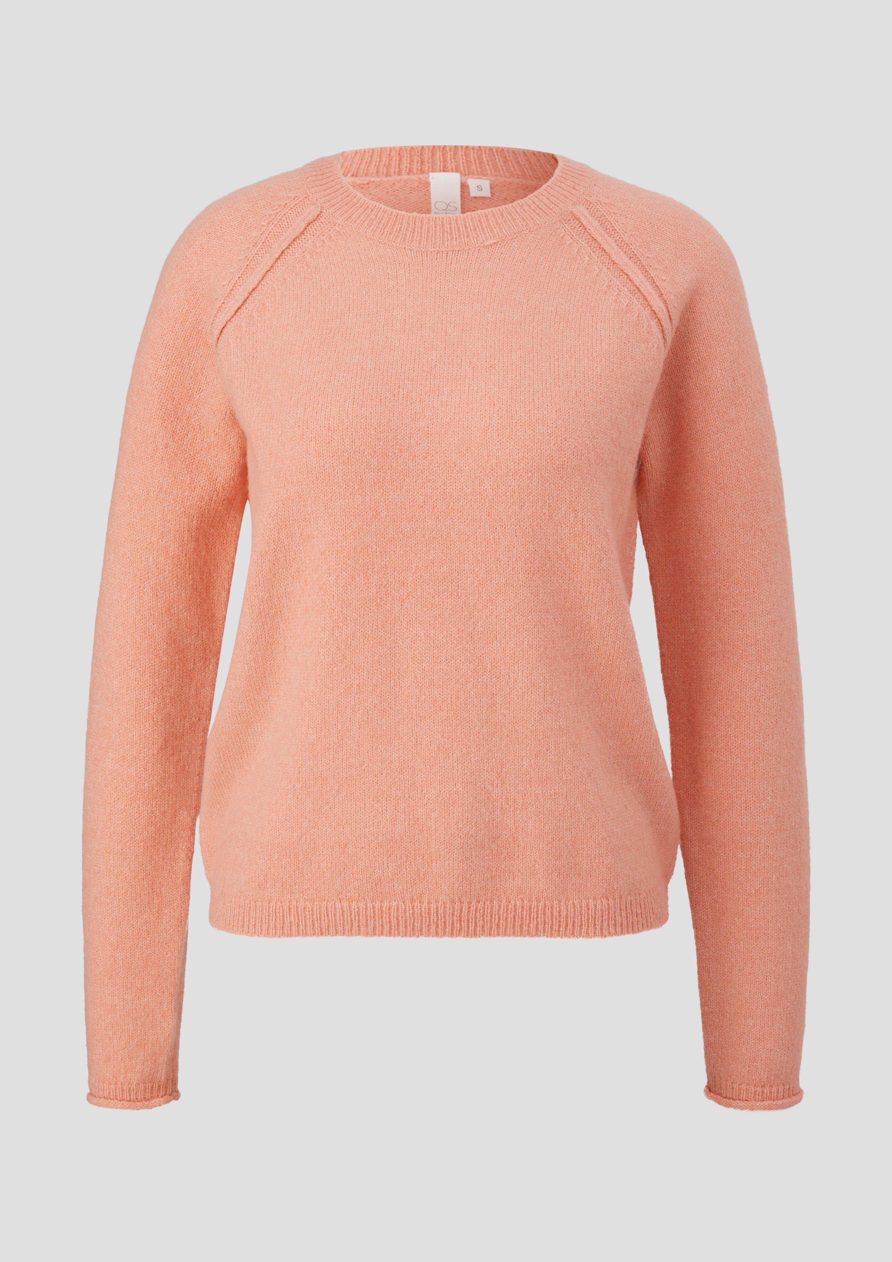 QS - Strickpullover mit Rollsaum, Damen, Orange