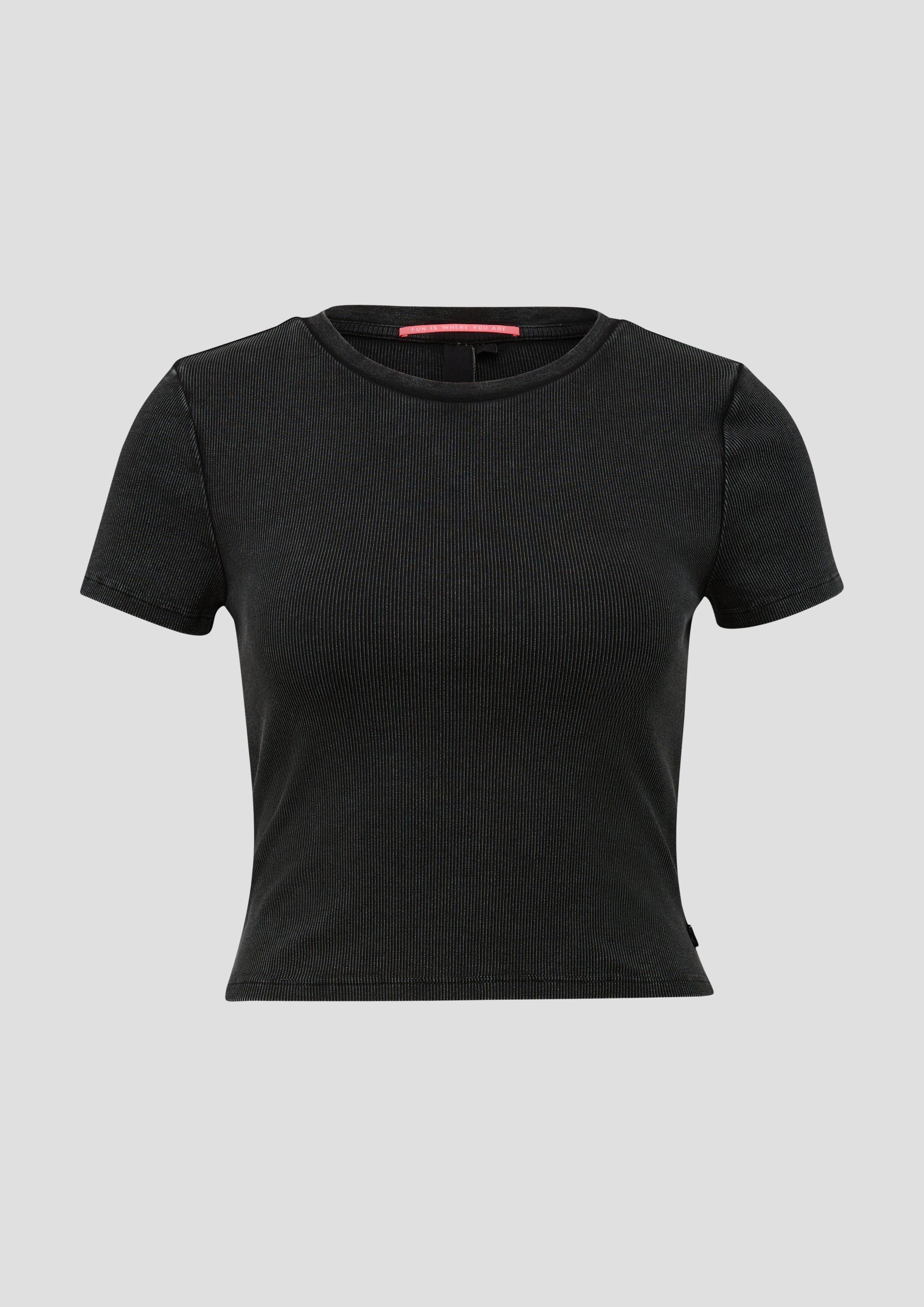 QS - Rippshirt im Slim Fit, Damen, schwarz