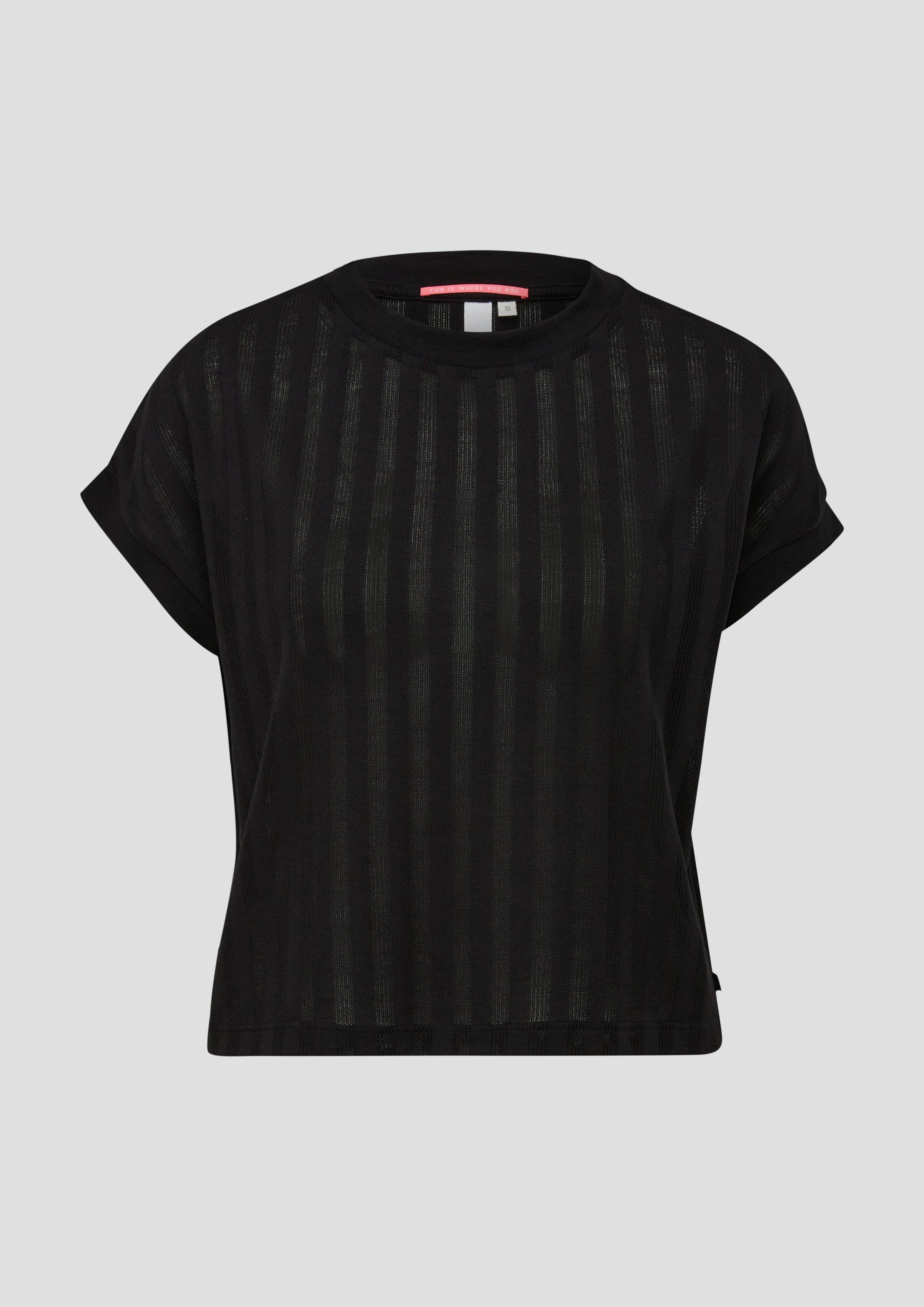 Thumbnail - QS - T-Shirt mit Musterstruktur, Damen, schwarz