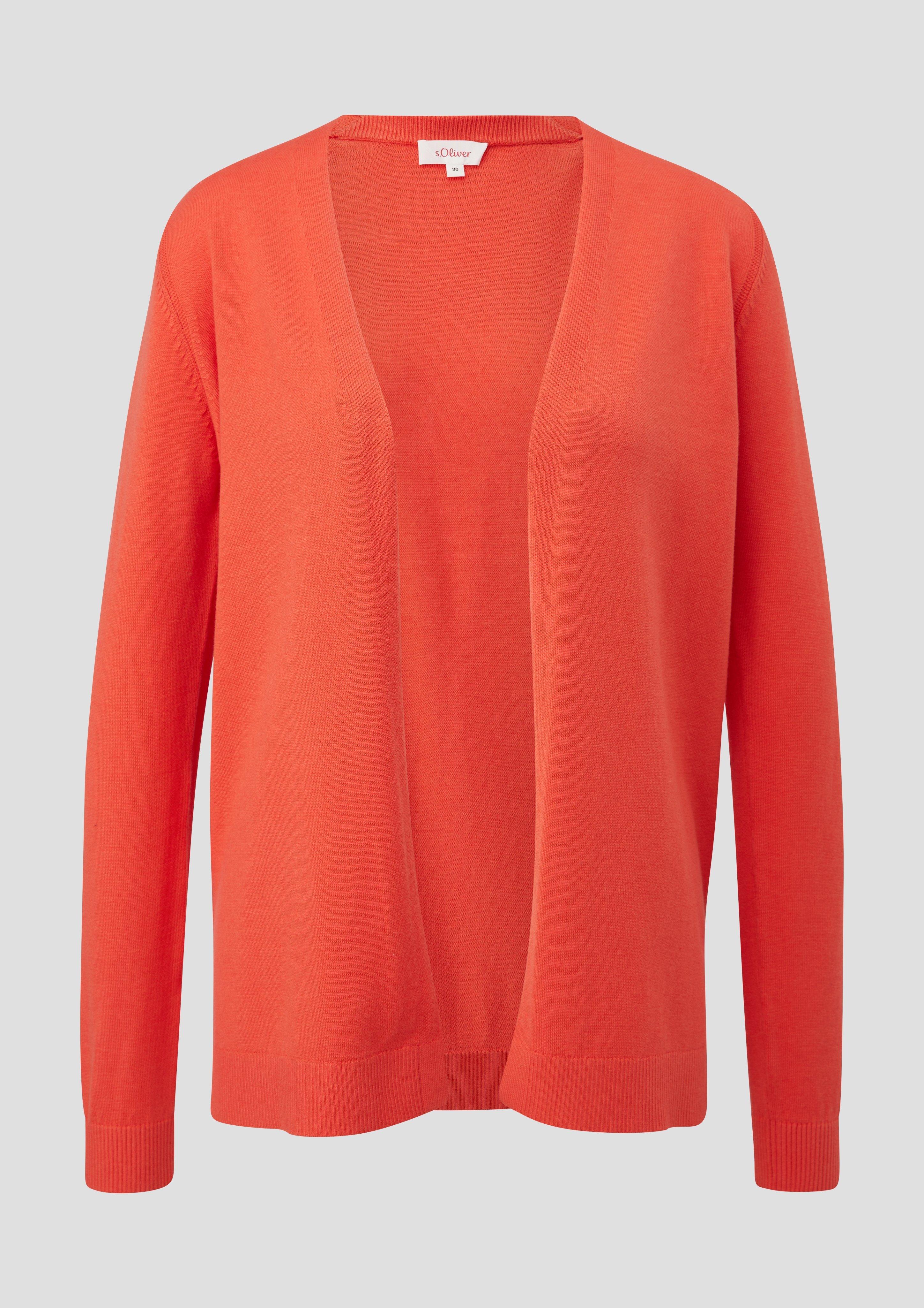 s.Oliver - Strickjacke aus Baumwoll-Viskosemix, Damen, Orange