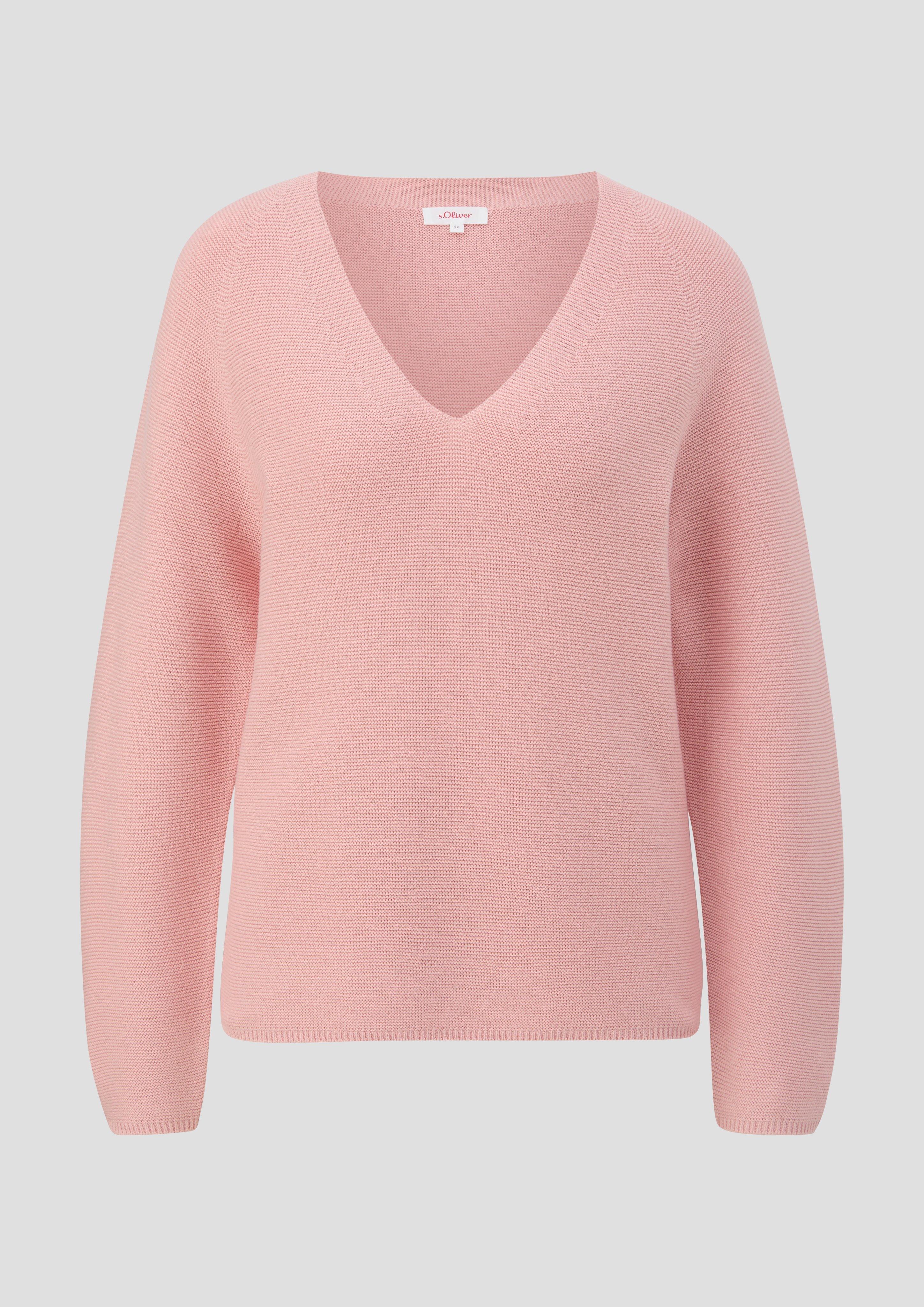 s.Oliver - Strickpullover mit V-Ausschnitt, Damen, Rosa