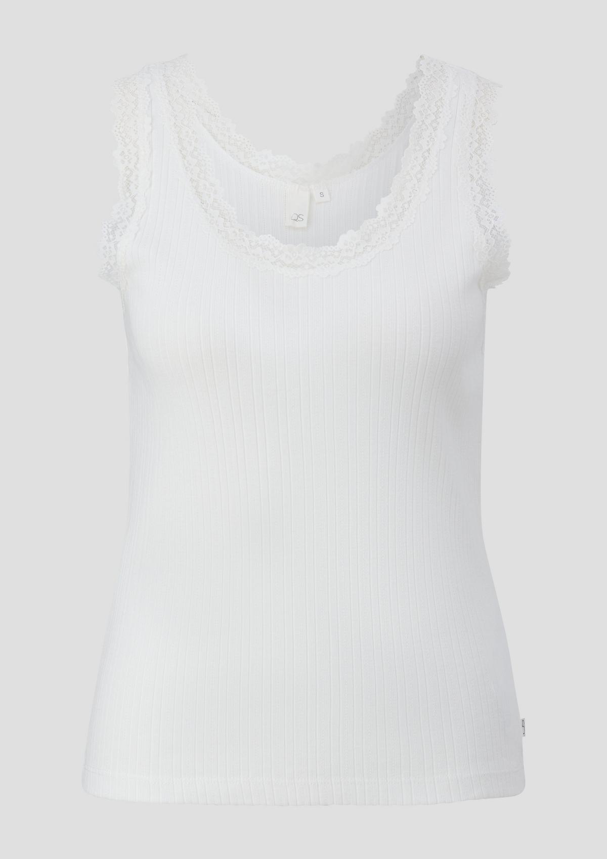 s.Oliver Ribbed top with lace details