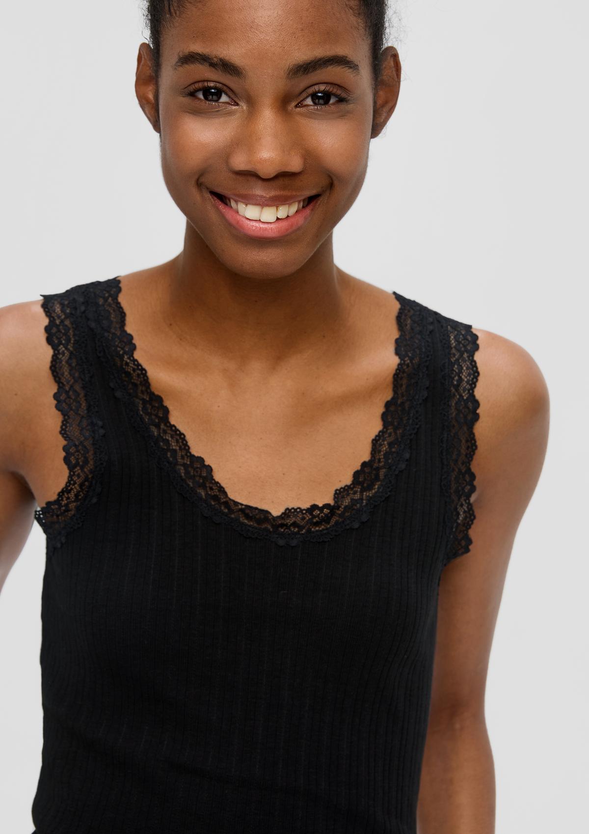 s.Oliver Ribbed top with lace details