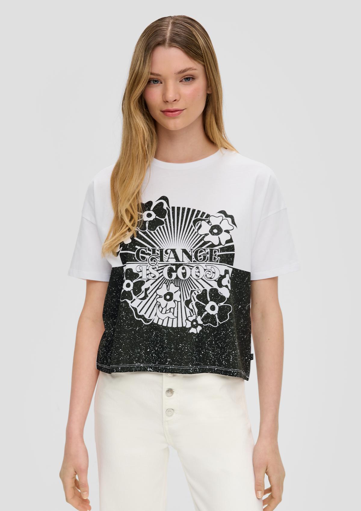 s.Oliver Cropped cotton T-shirt in a loose fit