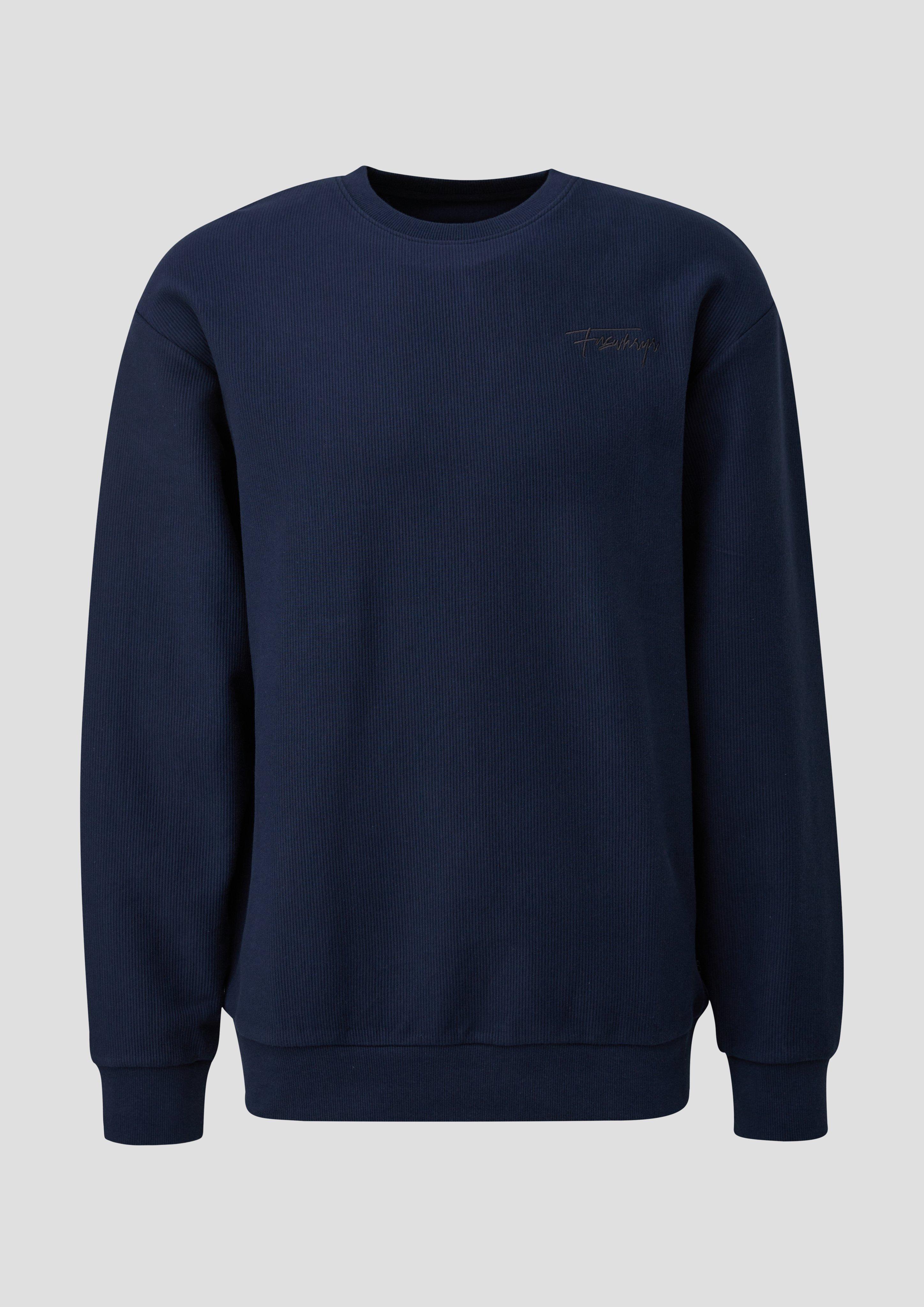 QS - Sweatshirt mit Rippstruktur, Herren, blau