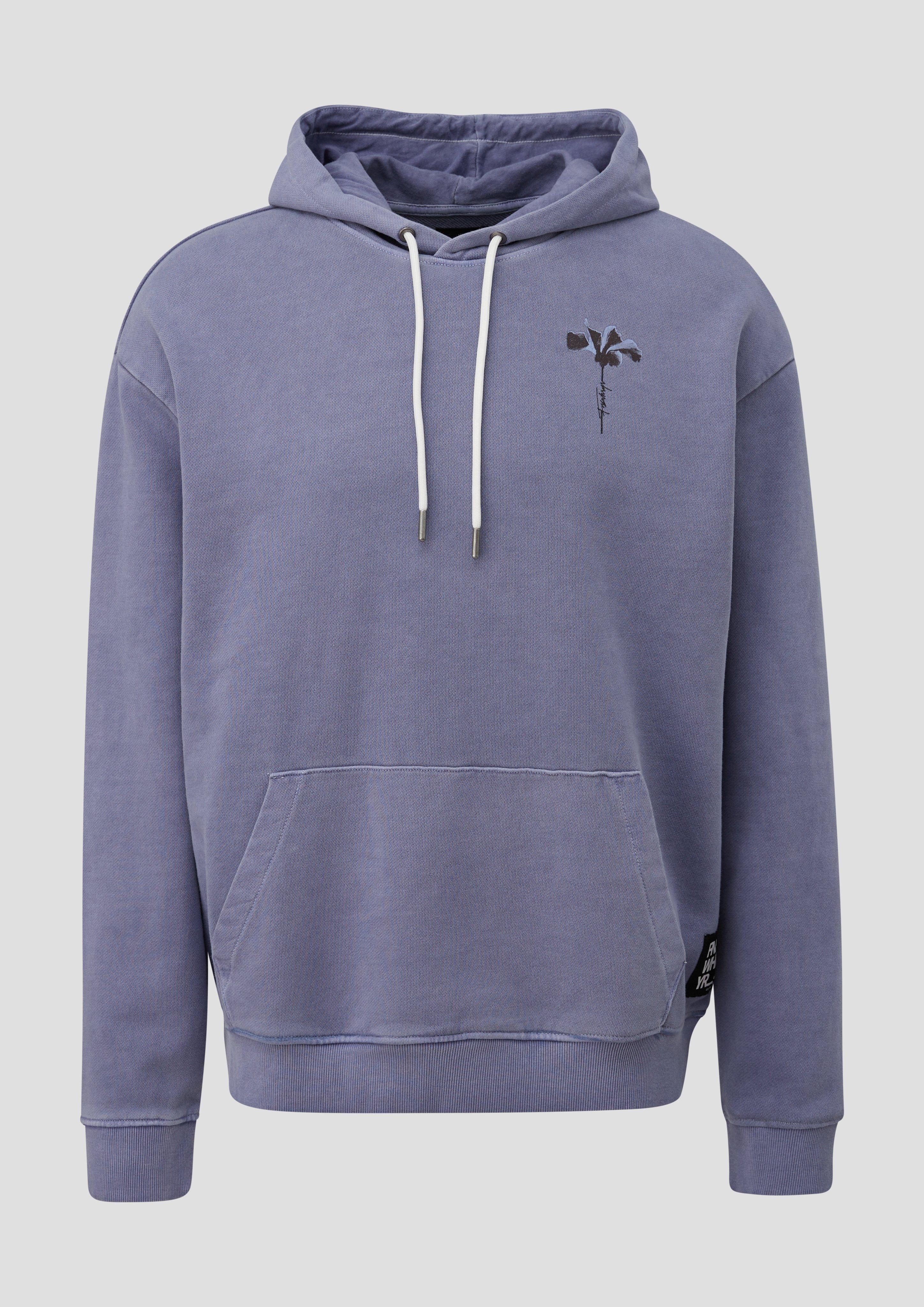 QS - Hoodie mit Front- und Rückenprint, Herren, lila