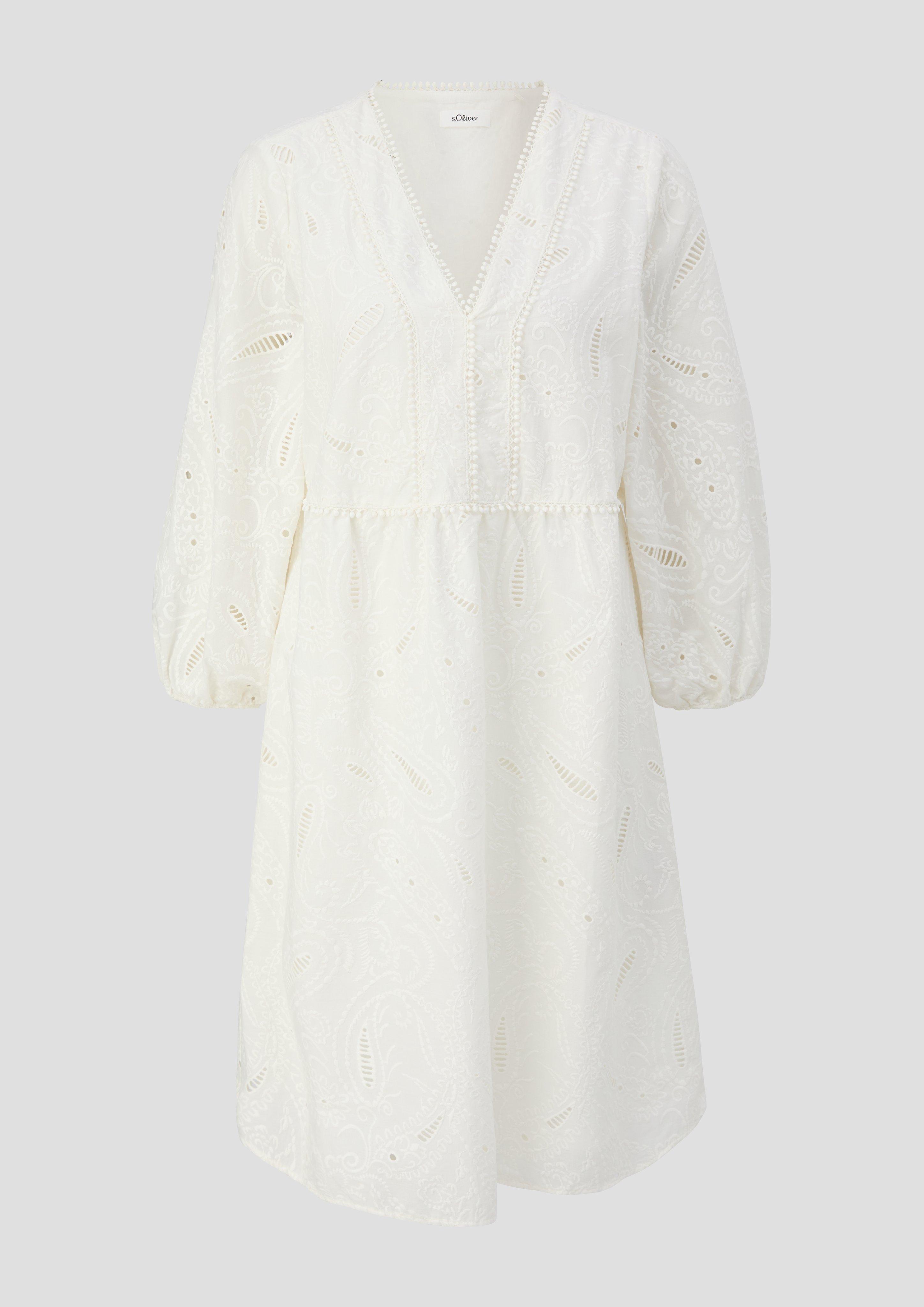 s.Oliver - Baumwoll-Kleid mit Lochstickerei, Damen, creme