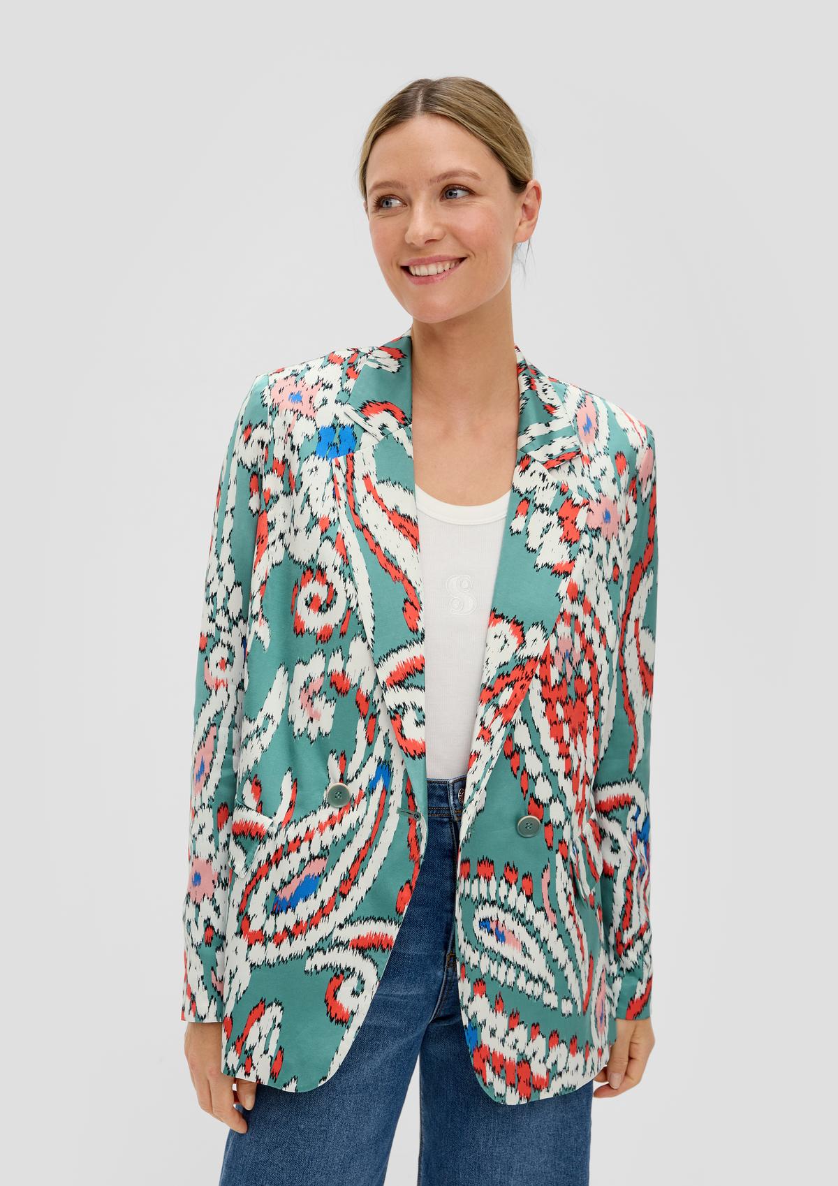 s.Oliver Satin blazer with an all-over pattern