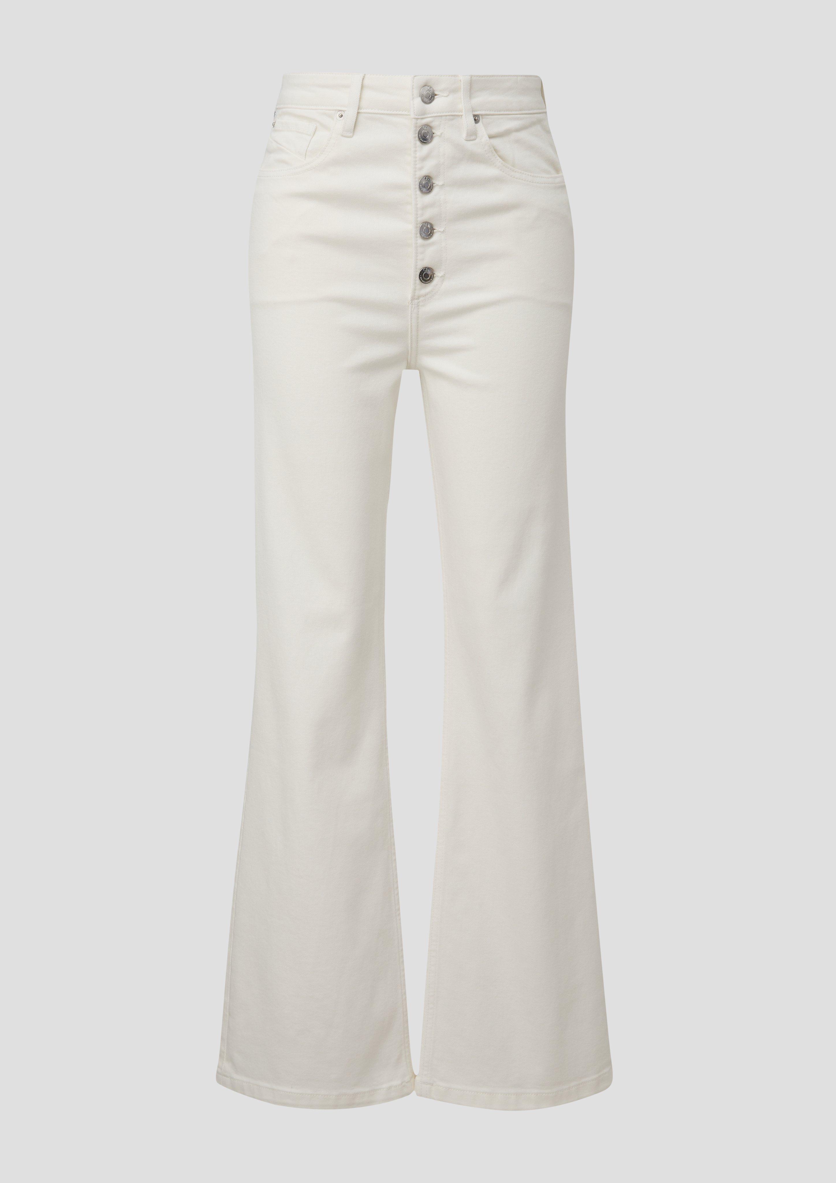 QS - Jeans Catie / Slim Fit / High Rise / Wide Leg / Knopfleiste, Damen, creme