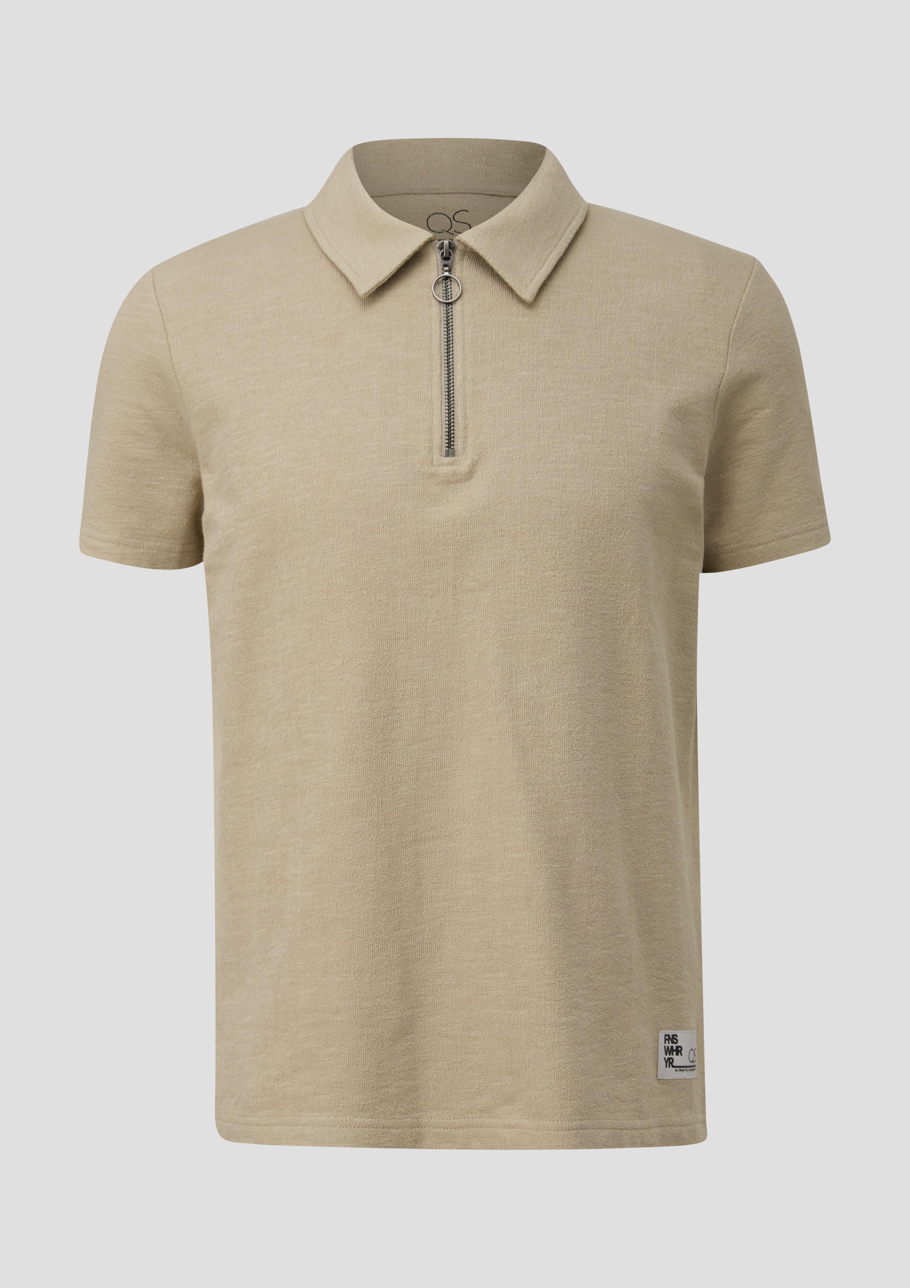 QS - Poloshirt mit Reißverschluss, Herren, Beige