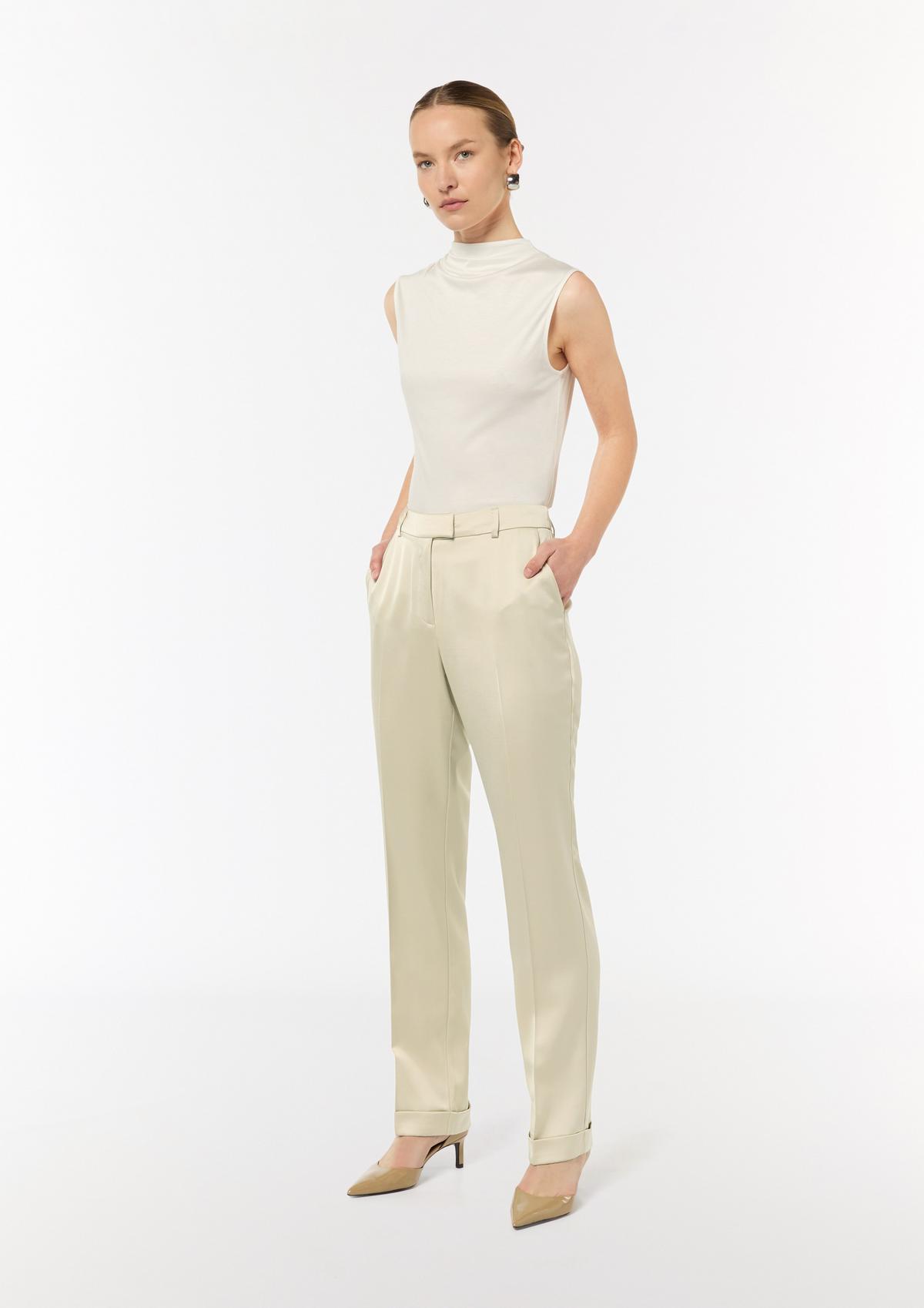 最先端 Regular fit: Satin trousers with a straight leg - beige | Comma パンツ