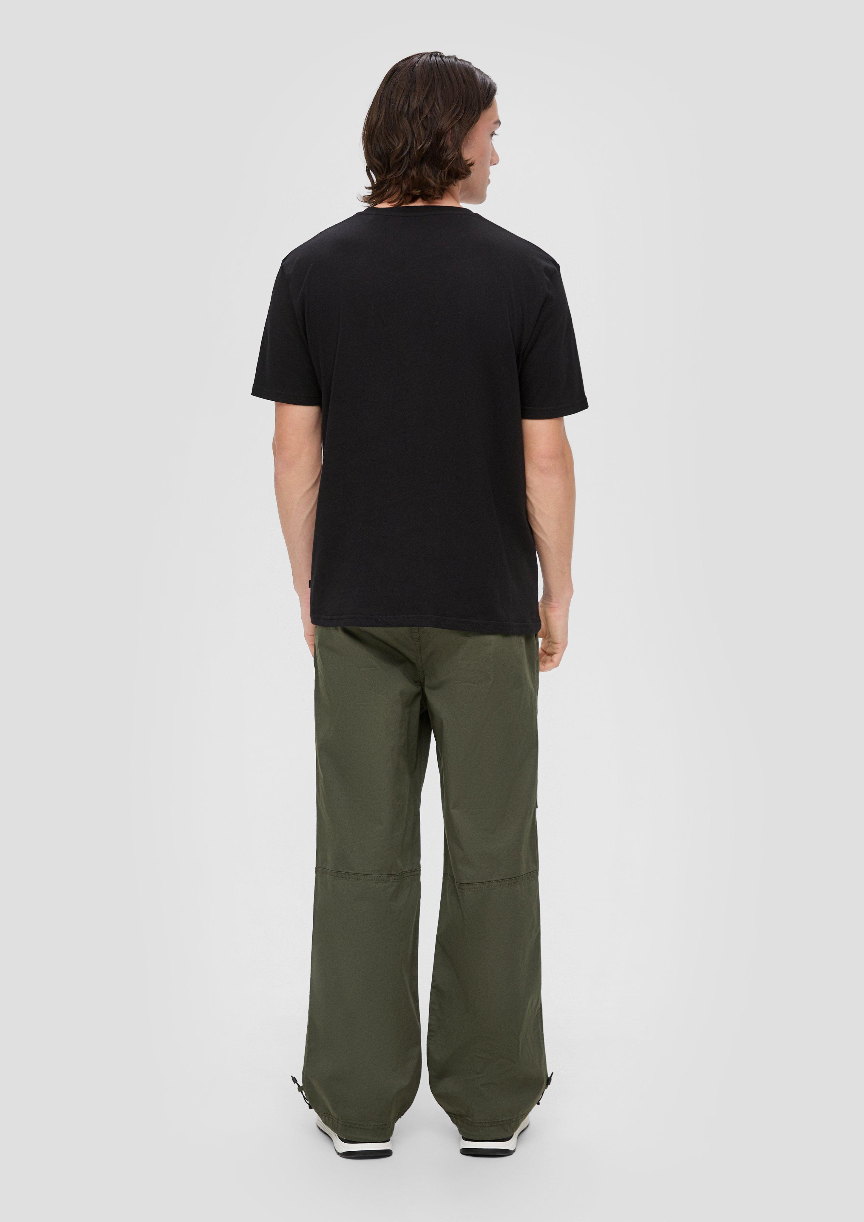 Men's Olive Loose Fit Parachute Trousers with Side Stylized Pleats