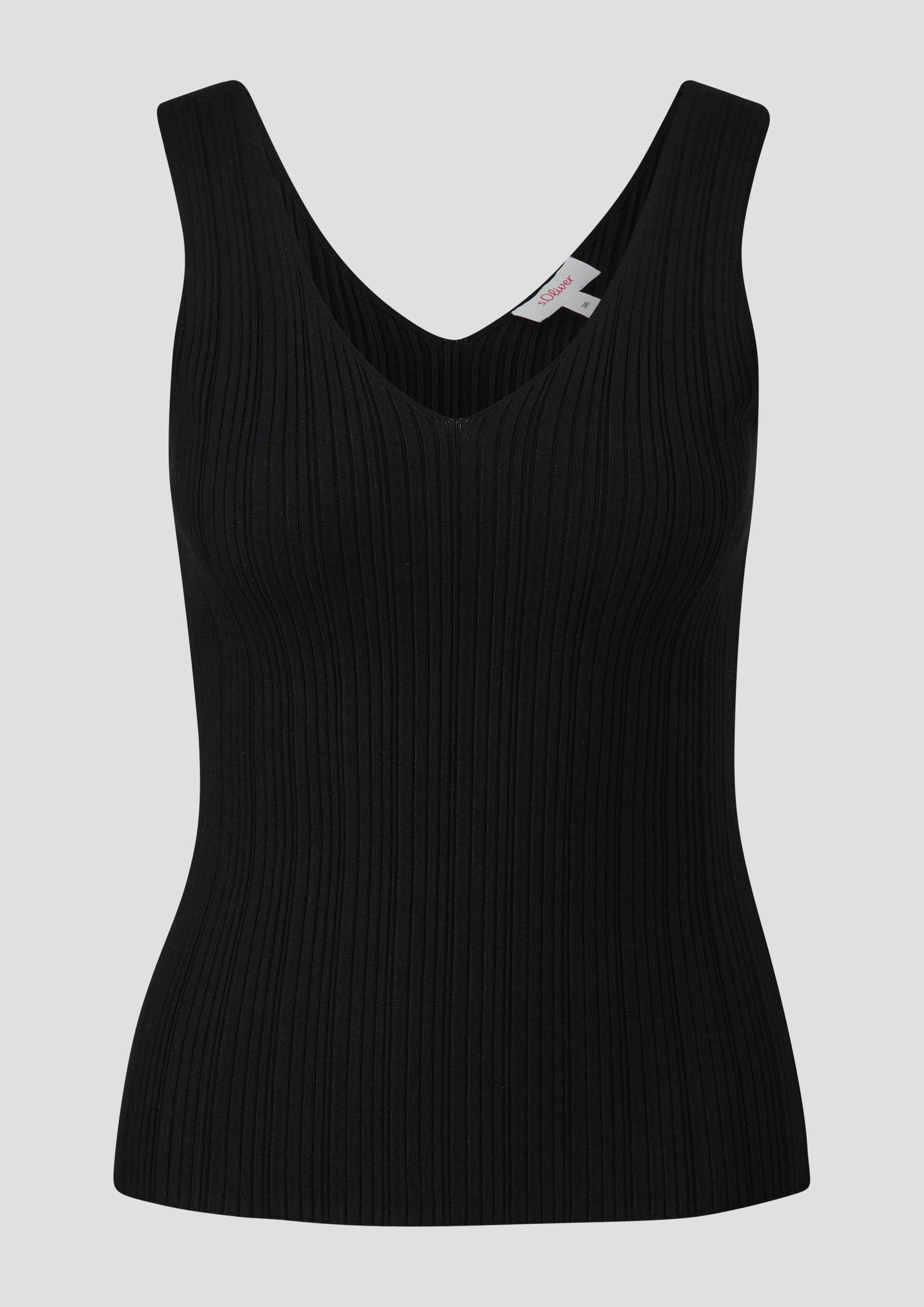 Thumbnail - s.Oliver - Stricktop aus Viskosestretch, Damen, schwarz