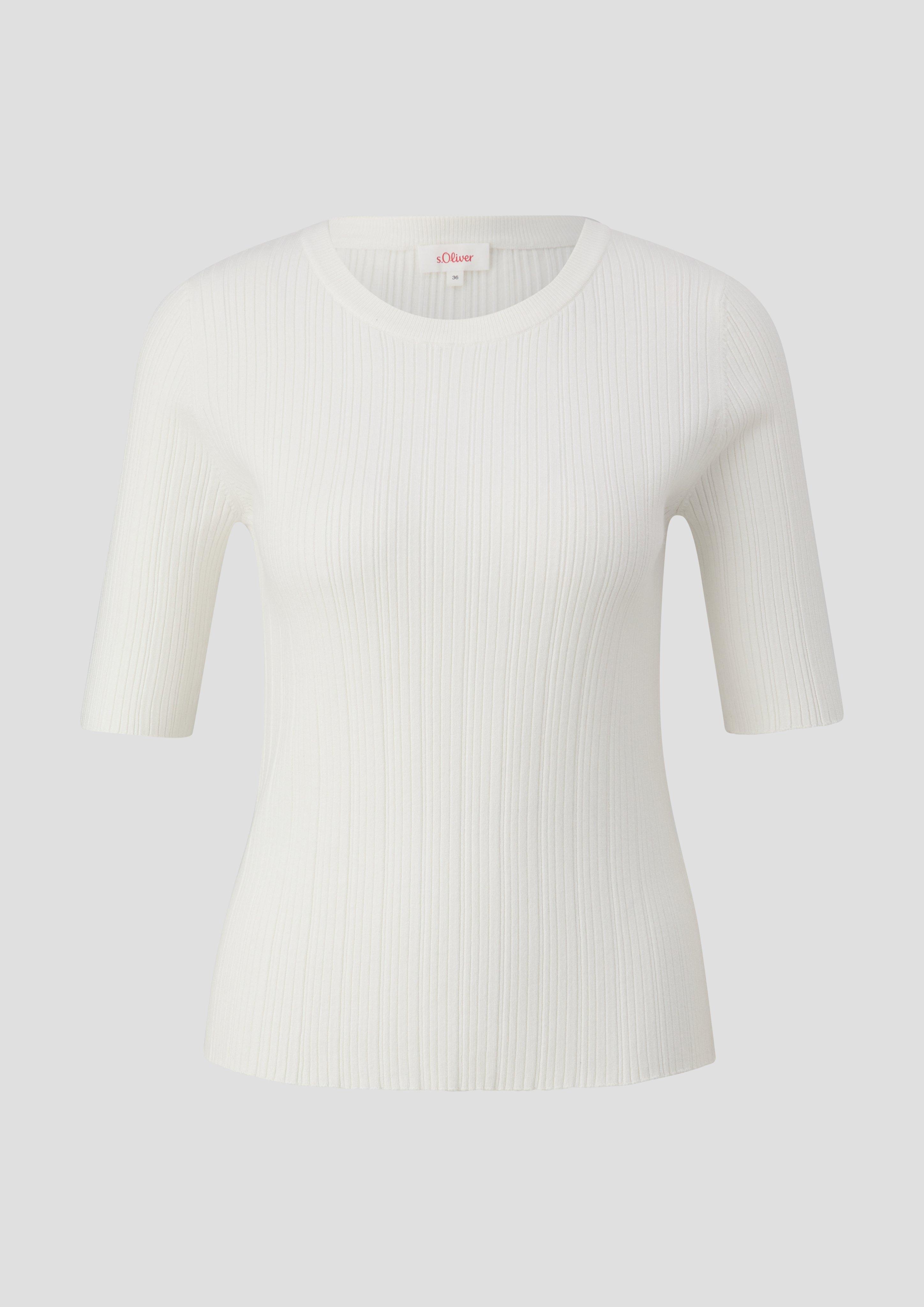 s.Oliver - Gerippter Pullover aus Viskosestretch, Damen, creme