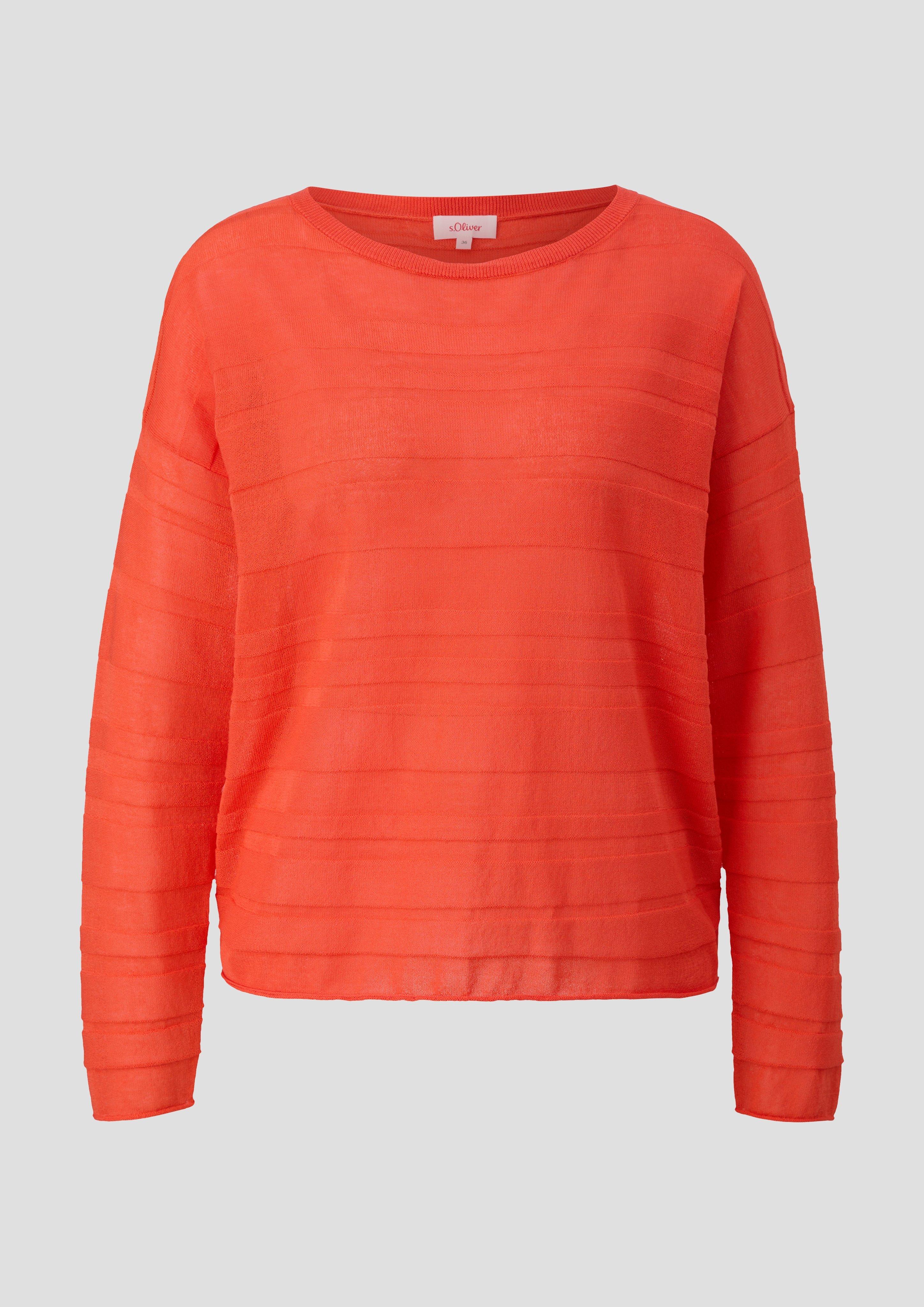 s.Oliver - Pullover mit Musterstruktur, Damen, Orange